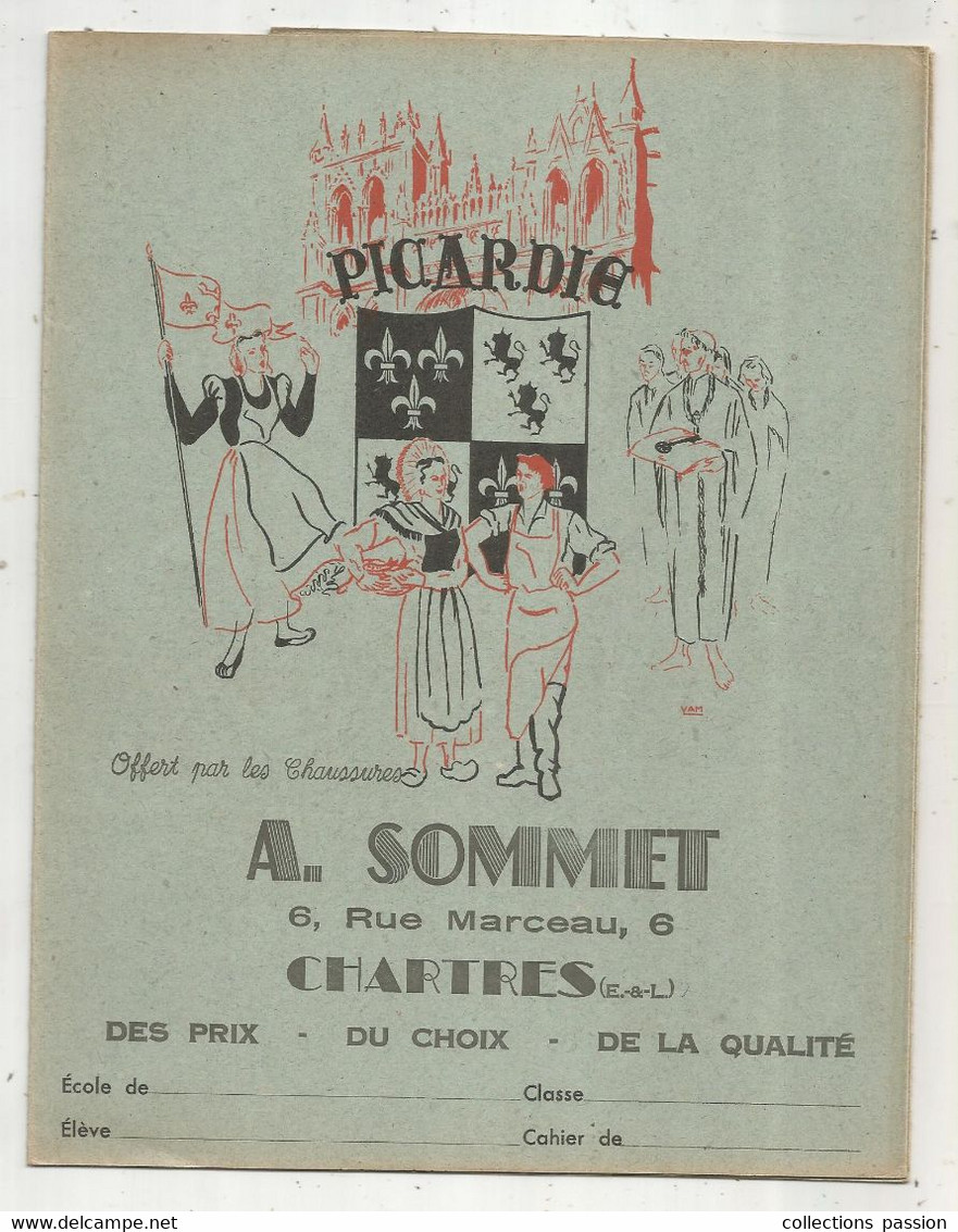 Protége-cahier , Chaussures A. SOMMET , Chartres , PICARDIE, 2 Scans , Frais Fr 1.95 E - Protège-cahiers
