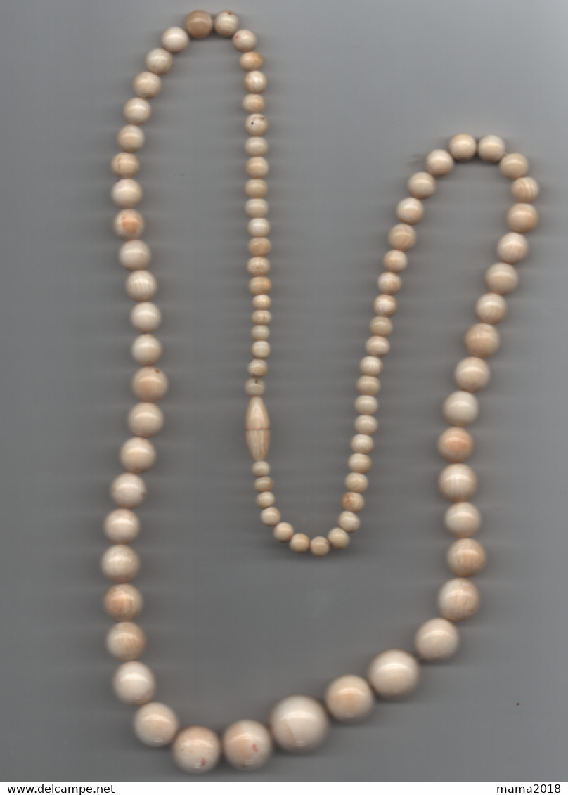 Collier  65 Cm En Ivoire  Années  30 _40    Fermoir à Vis - Collane/Catenine