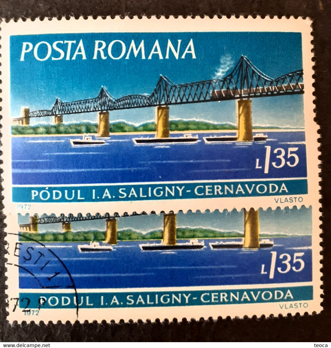 Romania 1972 # Mi 3031- 3033 Danube bridges, printed with multiple errors, color ,offset printing