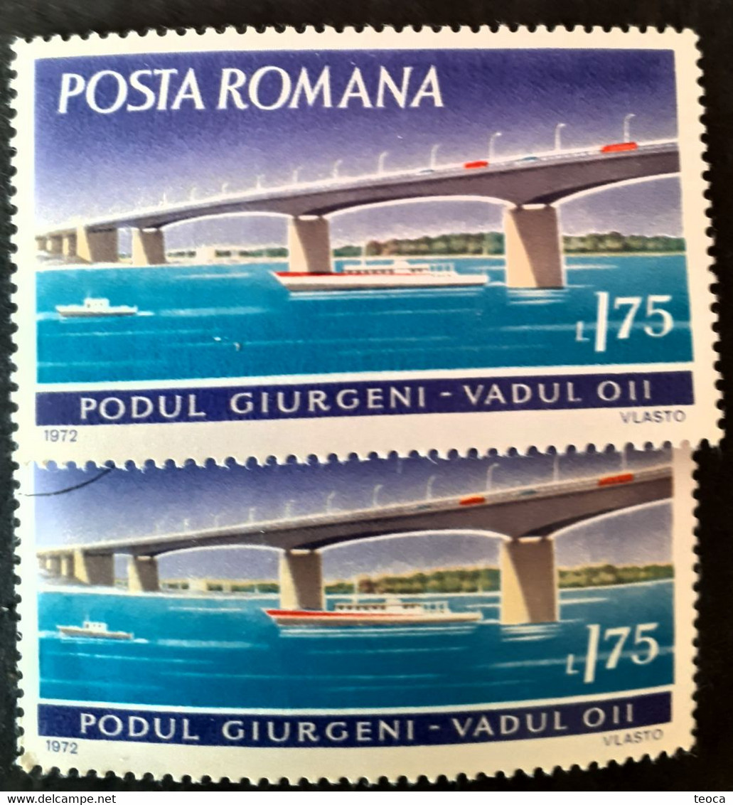 Romania 1972 # Mi 3031- 3033 Danube bridges, printed with multiple errors, color ,offset printing