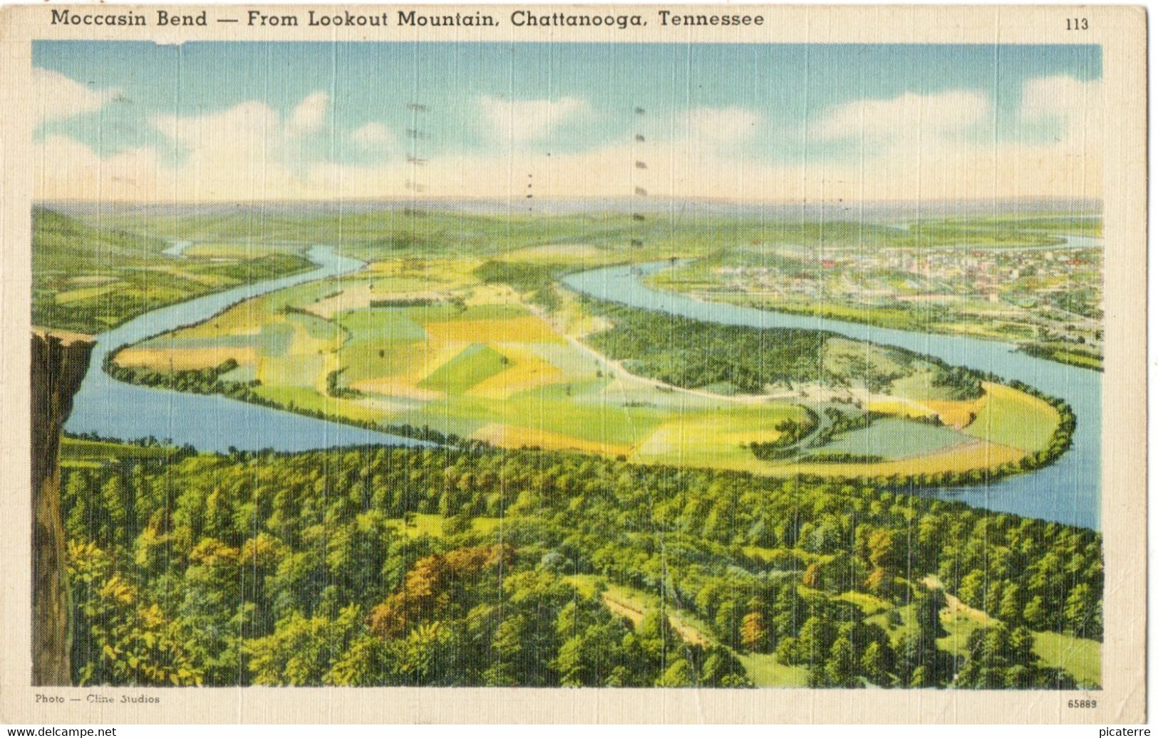 Moccasin Bend From Lookout Mountain,Chatanooga, (site Of "Battle Above The Clouds In 1863")-postmark-Oakland Calif, 1946 - American Roadside