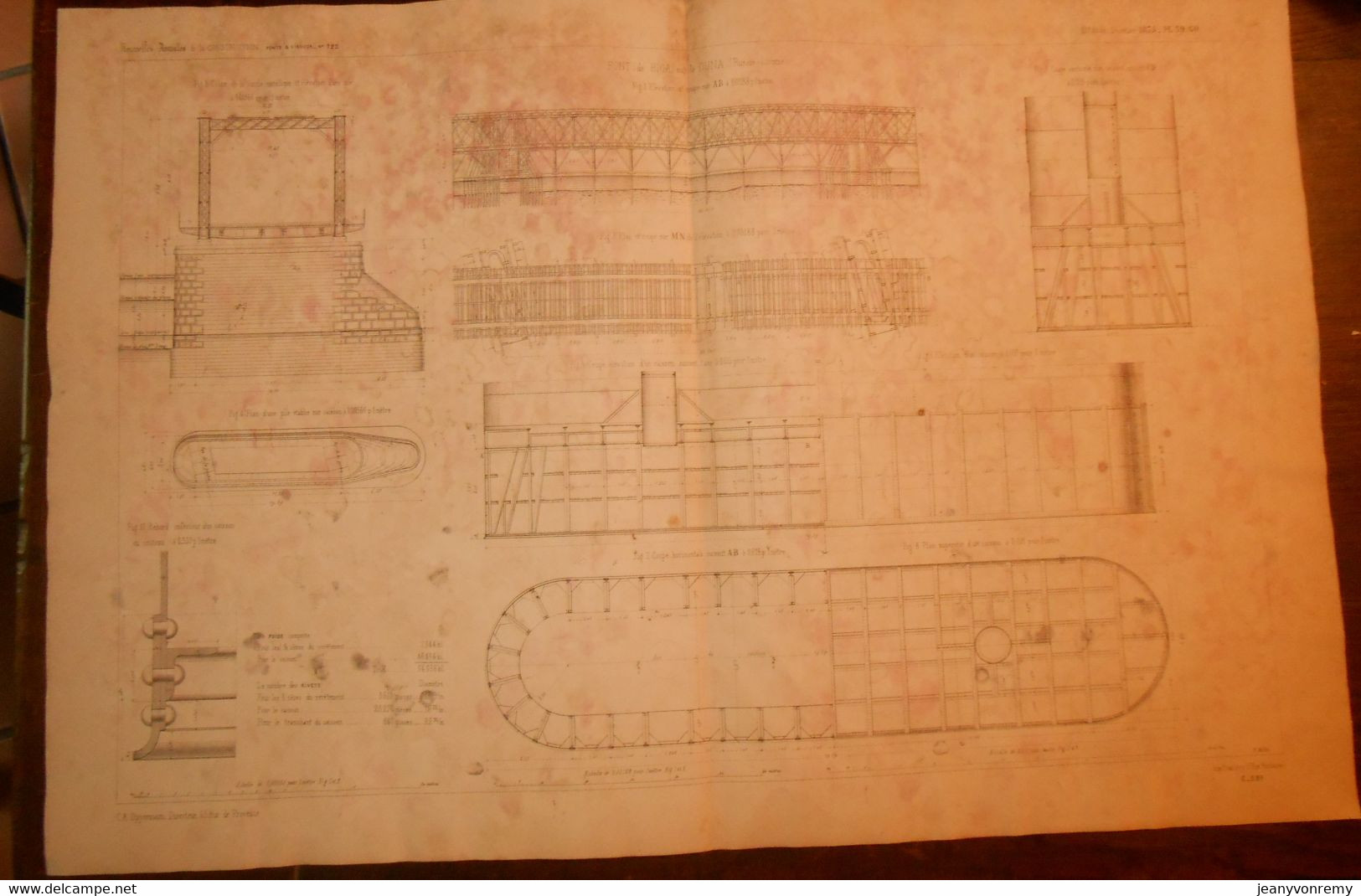 Plan Du Pont De Riga Sur La Duna. Russie. Livonie.1875 - Travaux Publics