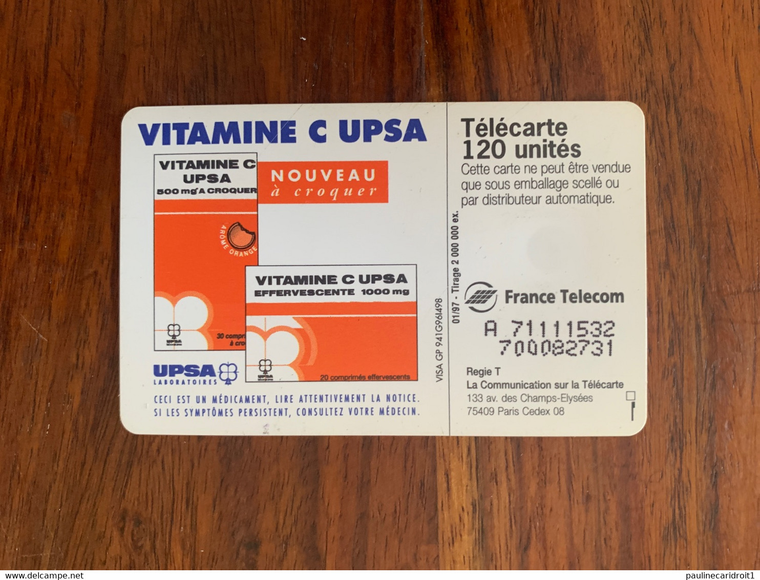 Télécarte Vitamine C Upsa 120u - Zonder Classificatie
