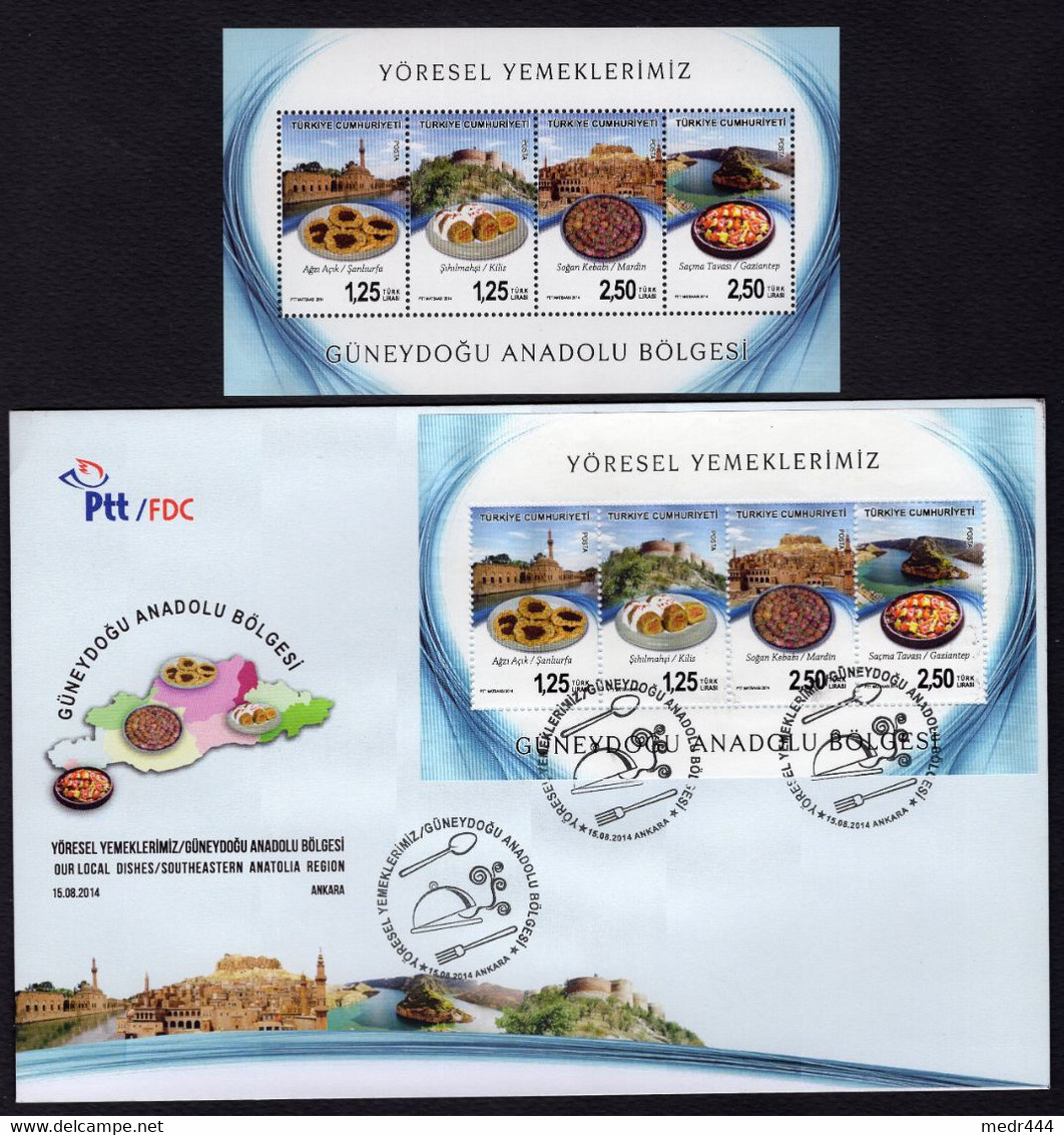 Turkey/Turquie 2014 - Our Local Dishes, Southern Anatolia Region - FDC + Minisheet - MNH*** - Superb*** - Lettres & Documents