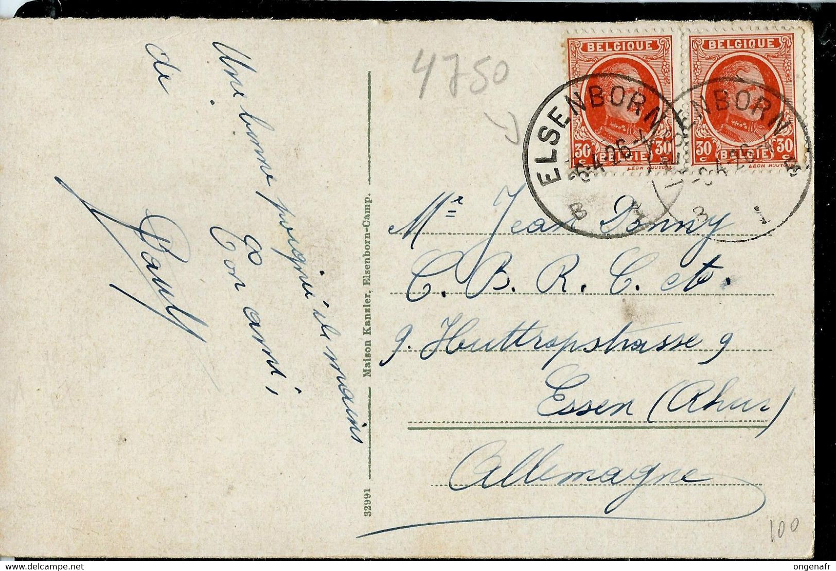 Carte-vue ( Elsenborn  Baraquements) Obl. ELSENBORN - B 1 B -  1926 ( Houyoux) - Landpost (Ruralpost)