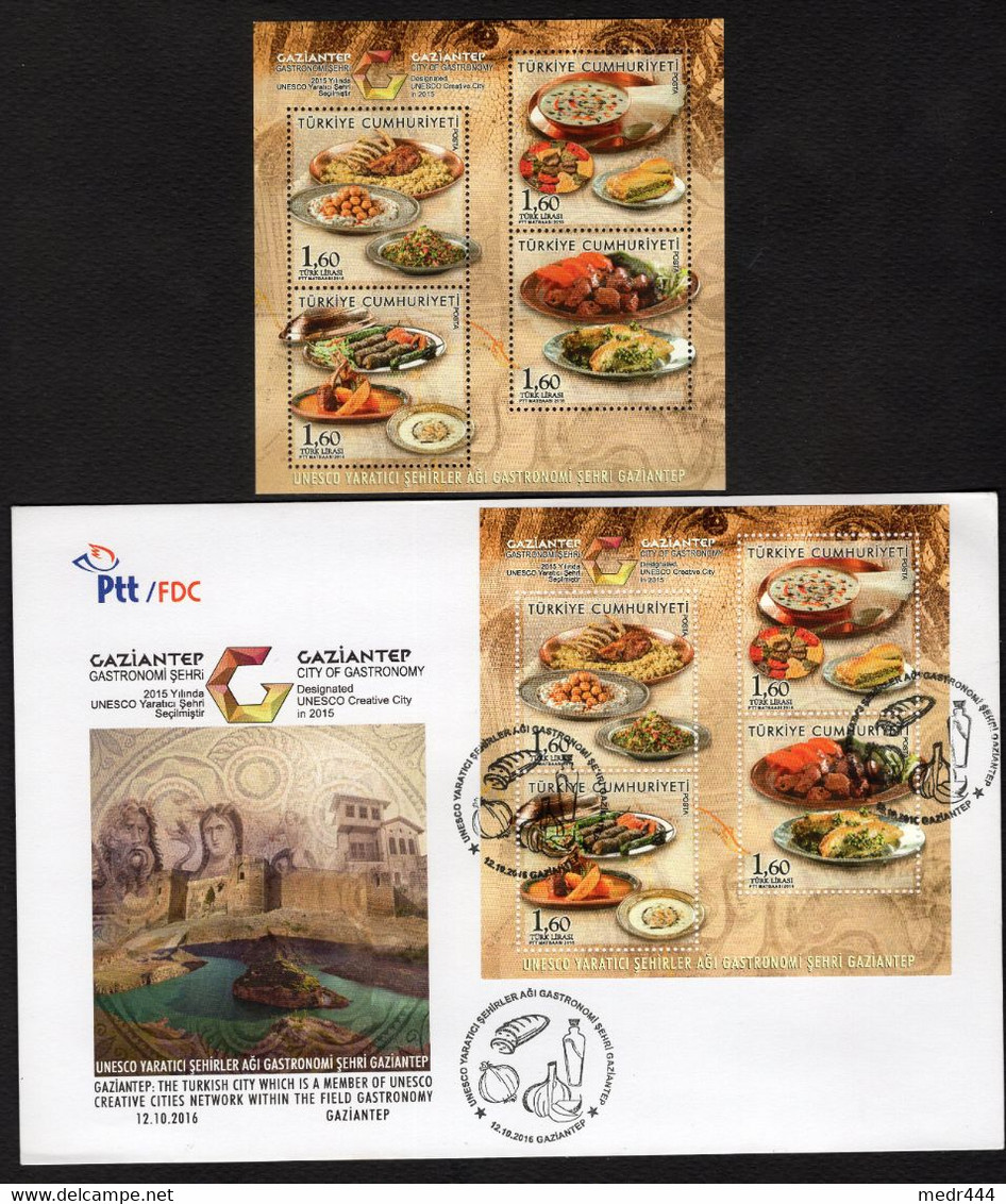 Turkey/Turquie 2016 - City Of Gastronomy, UNESCO Creative City - FDC + Minisheet - MNH*** - Superb*** - Briefe U. Dokumente