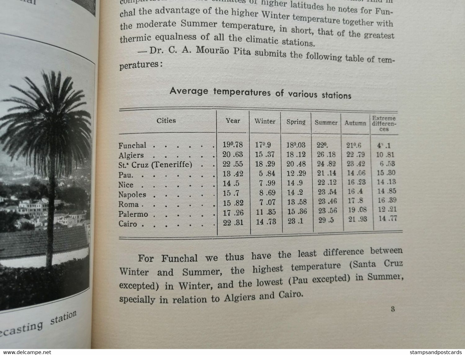 Book The Climate of Madeira with a comparative study, Madeira island, Hugo de Lacerda Castelo Branco, 1938
