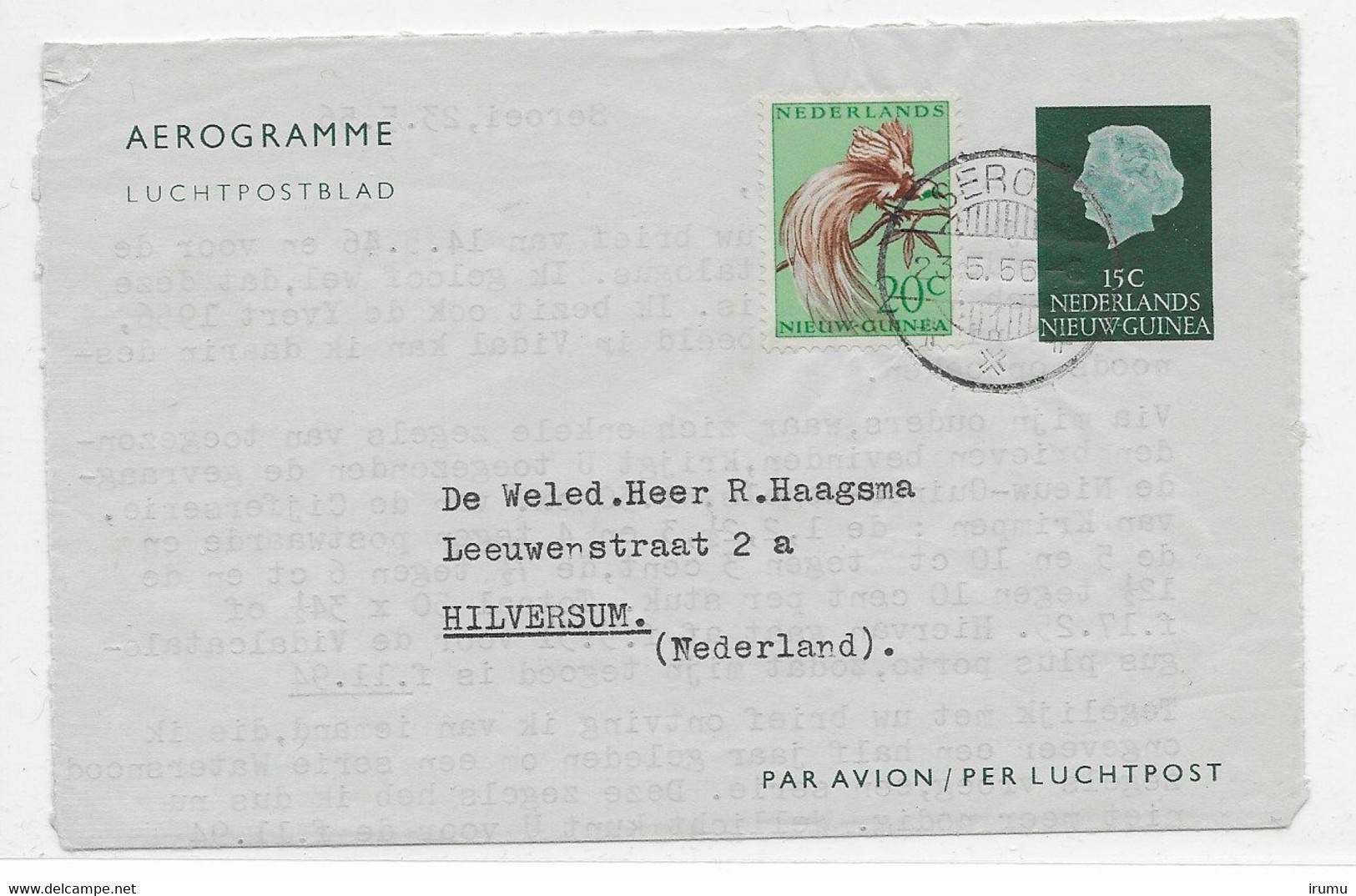 NNG 1954 15ct Luchtpostblad G1 Gebruikt (SN 71) - Niederländisch-Neuguinea