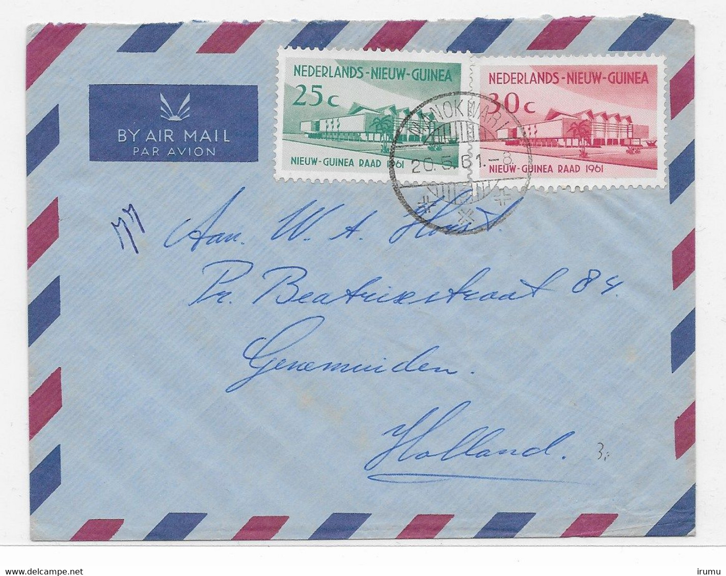 NNG 1961 Letter To Holland With Nieuw Guinea Raad Set (SN 68) - Nueva Guinea Holandesa