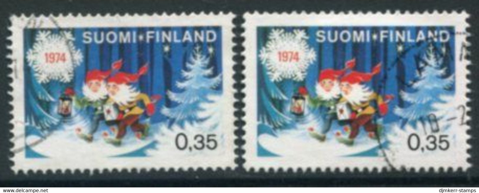 FINLAND 1974 Christmas On Both Papers Used.  Michel 758x+y - Used Stamps