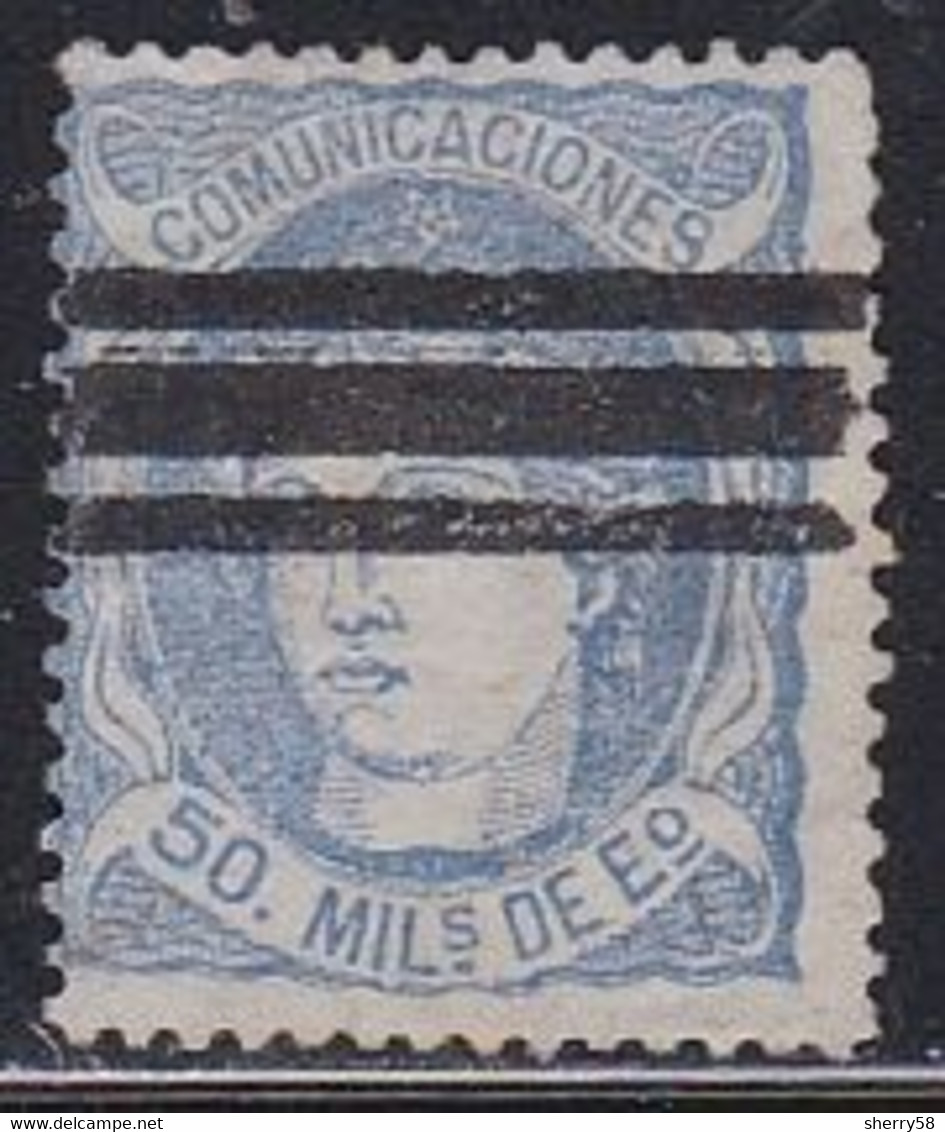 1870-ED. 107 B  GOB. PROVISIONAL. EFIGIE ALEGÓRICA DE ESPAÑA- 50 MILESIMAS ULTRAMAR-BARRADO - Used Stamps