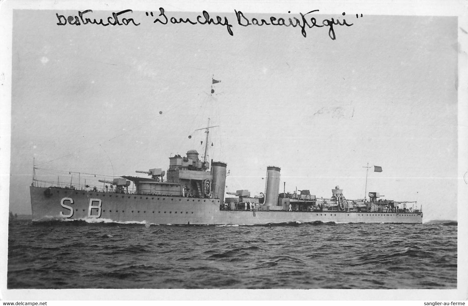 CPA ESPAGNE CARTE PHOTO MARINE GUERRE DESTRUCTOR SANCHEZ BARCAIZTEGUI - Andere & Zonder Classificatie