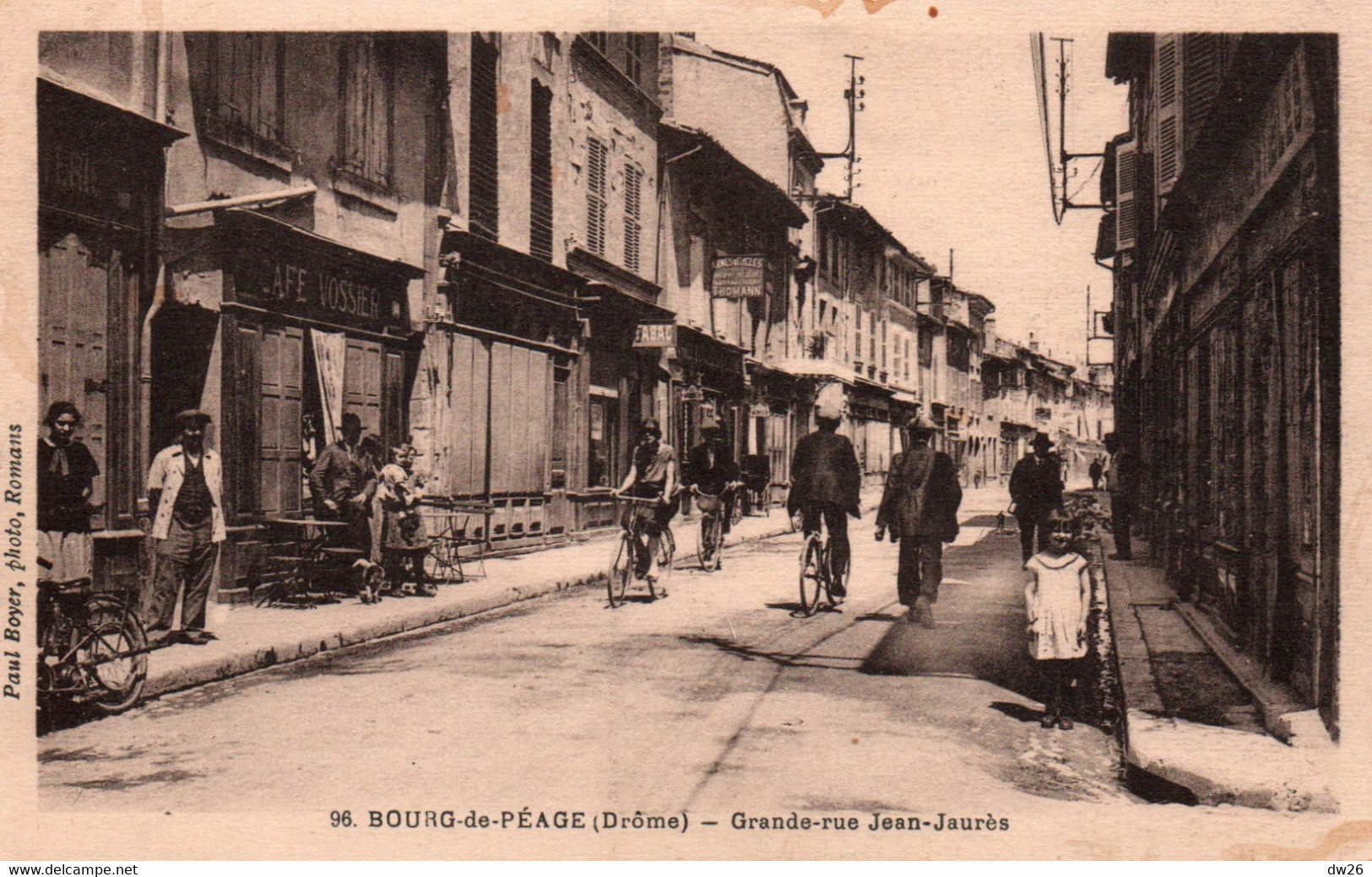 Bourg-de-Péage (Drôme) Grande Rue Jean-Jaurès, Cyclistes - Photo Paul Boyer - Carte N° 96 Non Circulée - Bourg-de-Péage