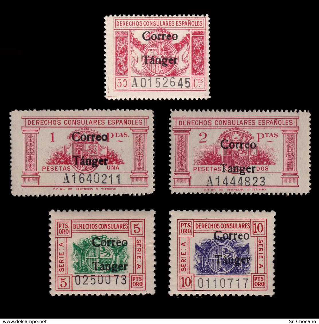 TANGER.1938.Derechos Consulares.Serie MNH.Edifil.142-146 - Marruecos Español