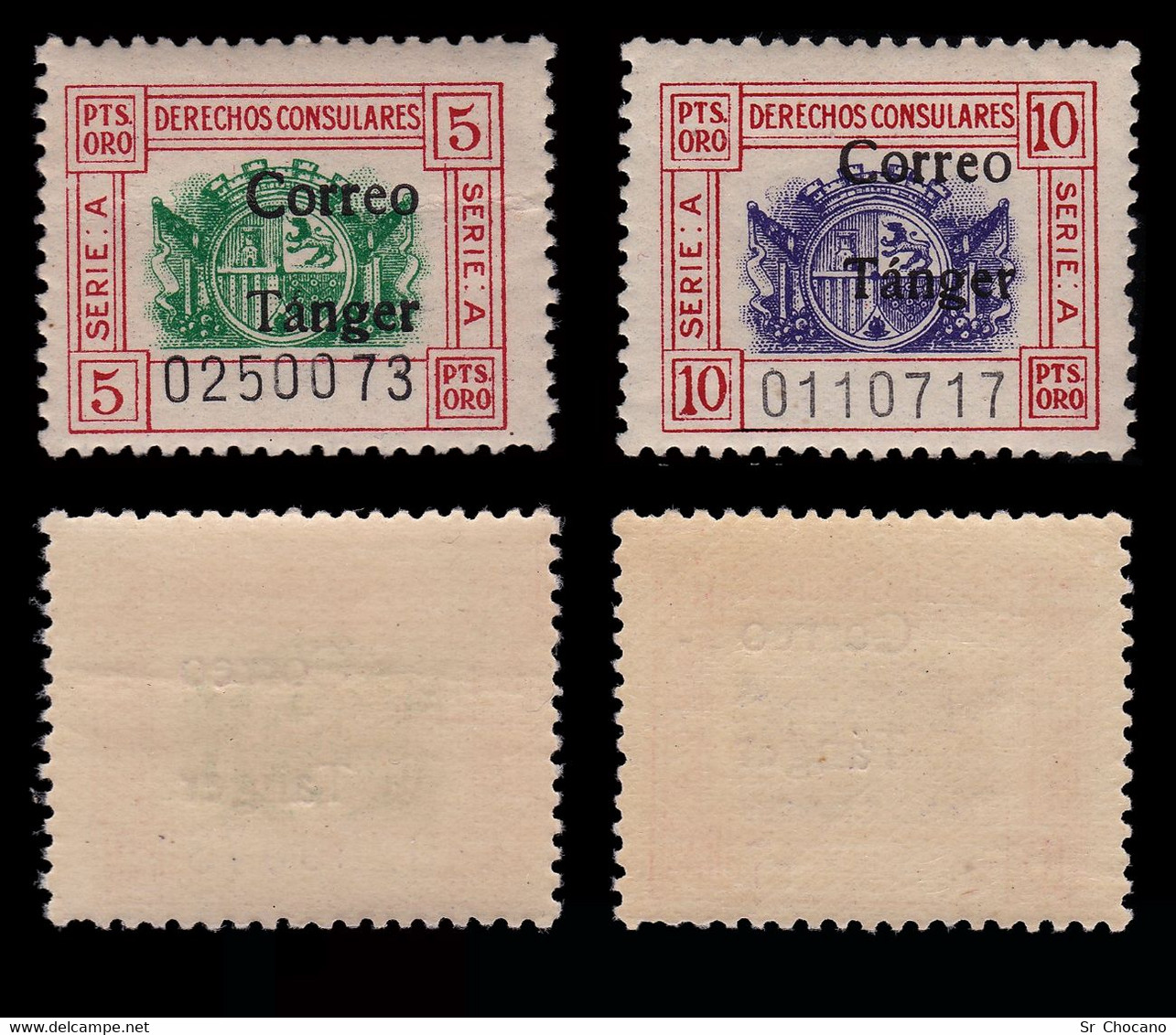 TANGER.1938.Derechos Consulares.Serie MNH.Edifil.142-146 - Marruecos Español