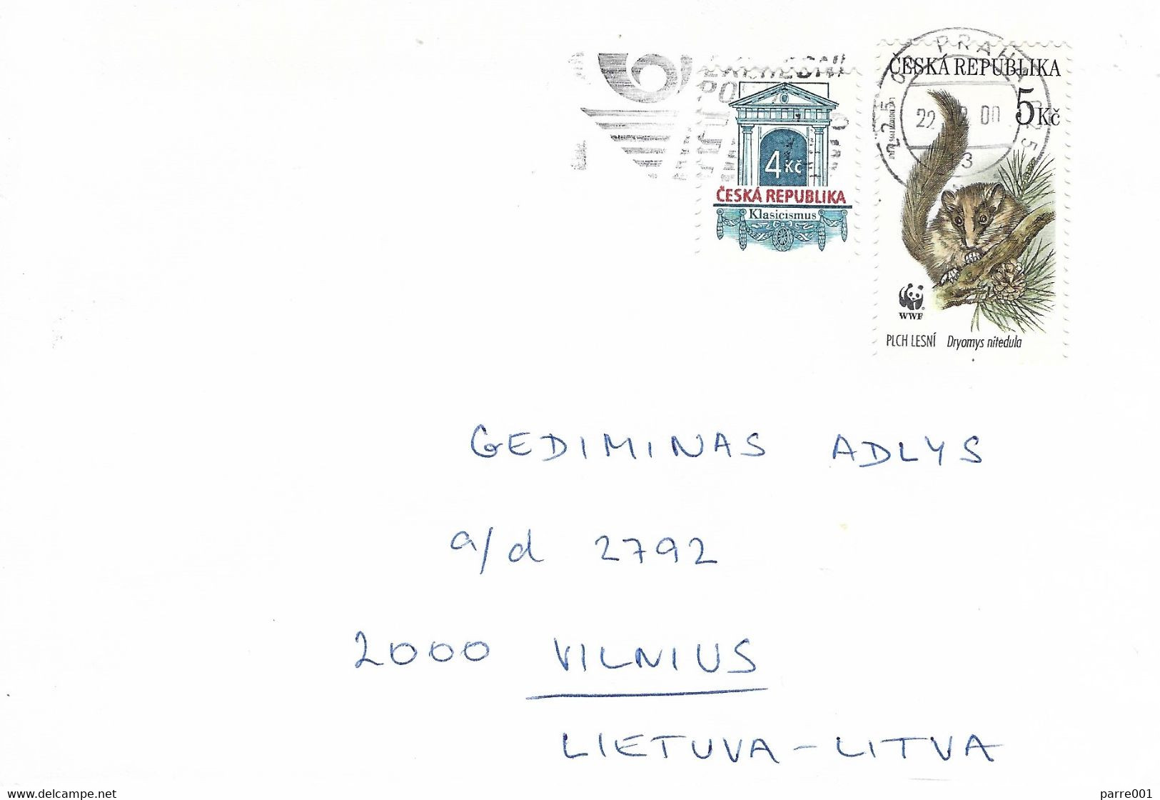 Czech Republic 2000 Prague WWF Forest Dormouse Dryomys Nitedula Rodent Cover - Lettres & Documents