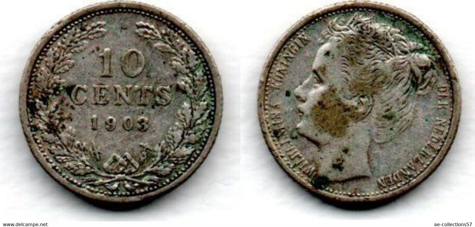 Pays Bas - Netherlands 10 Cents 1903 Wilhelmina I TTB - 10 Cent