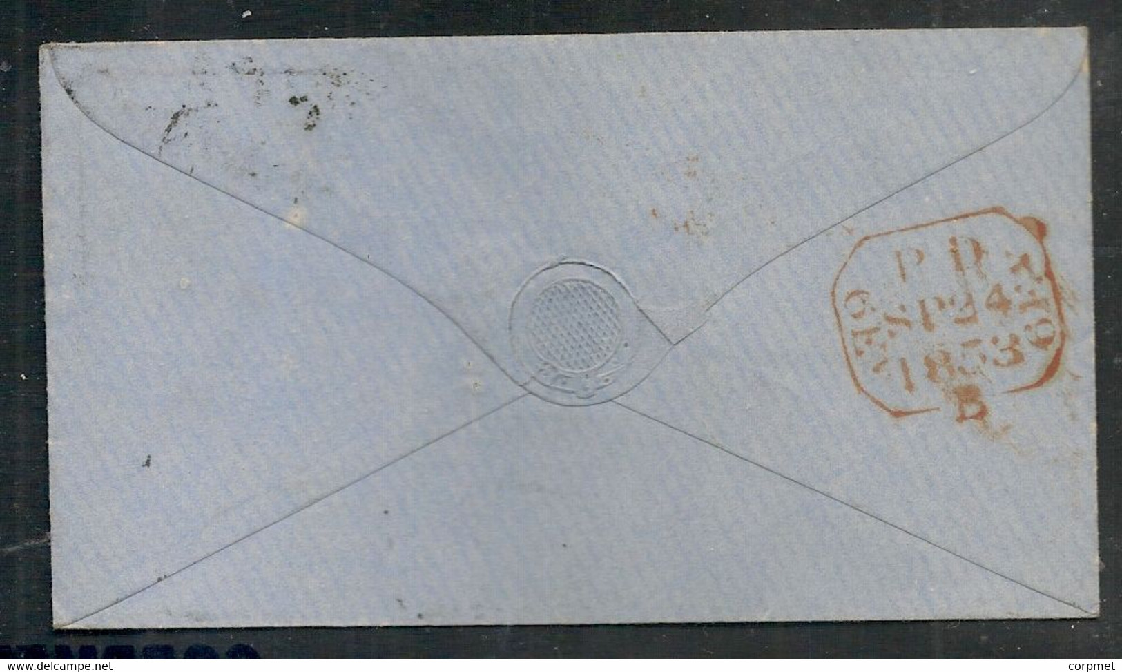 UK -1853 1d RED-BROWN LIGHT BLUE PAPER  - HORIZONTAL OVAL Cancel -from NEW CROSS To CAVENDISH SQUARE Reception At Back - - Briefe U. Dokumente