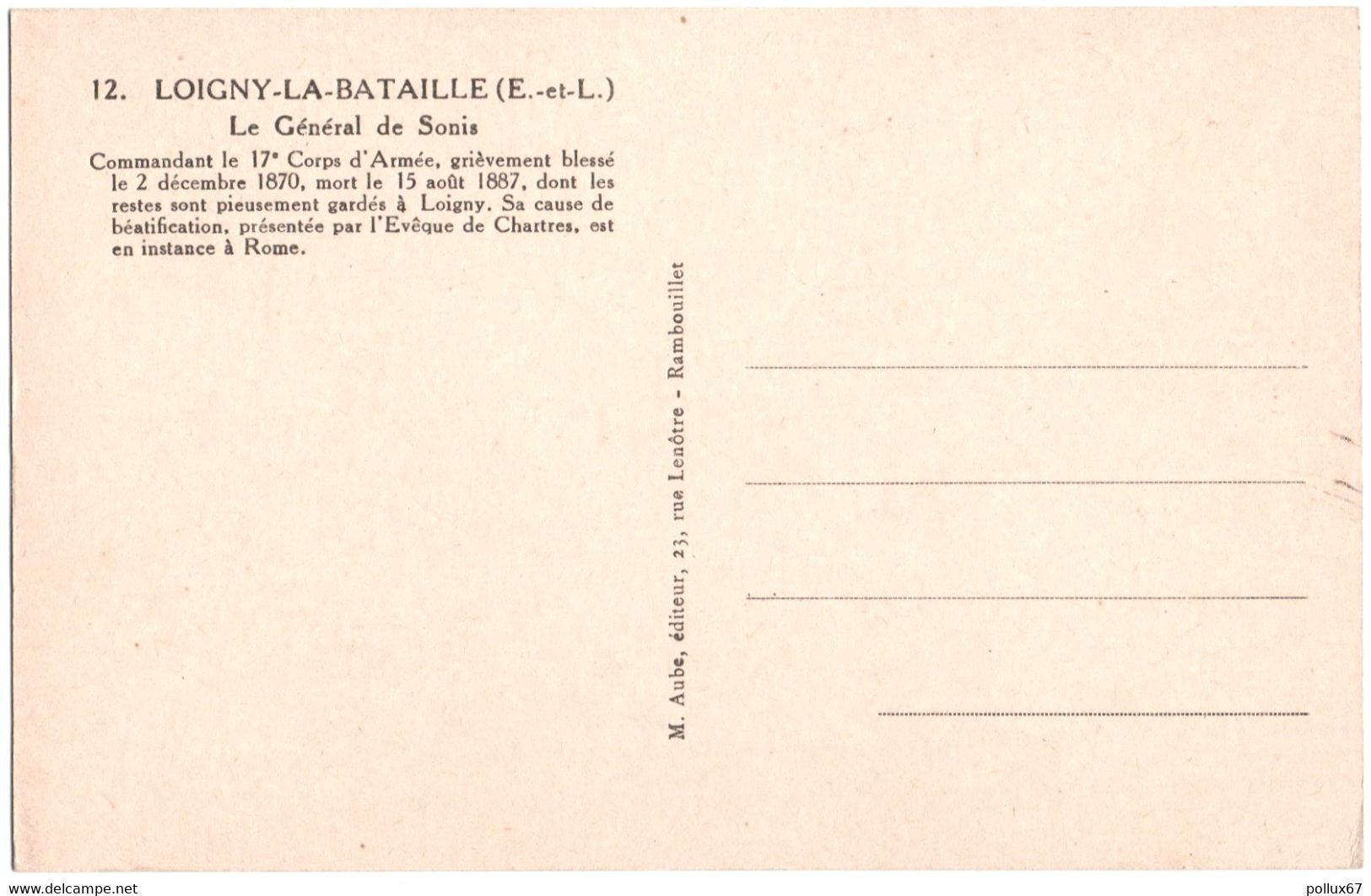 CPA DE LOIGNY-LA-BATAILLE  (EURE ET LOIR)  LE GENERAL DE SONIS - Loigny