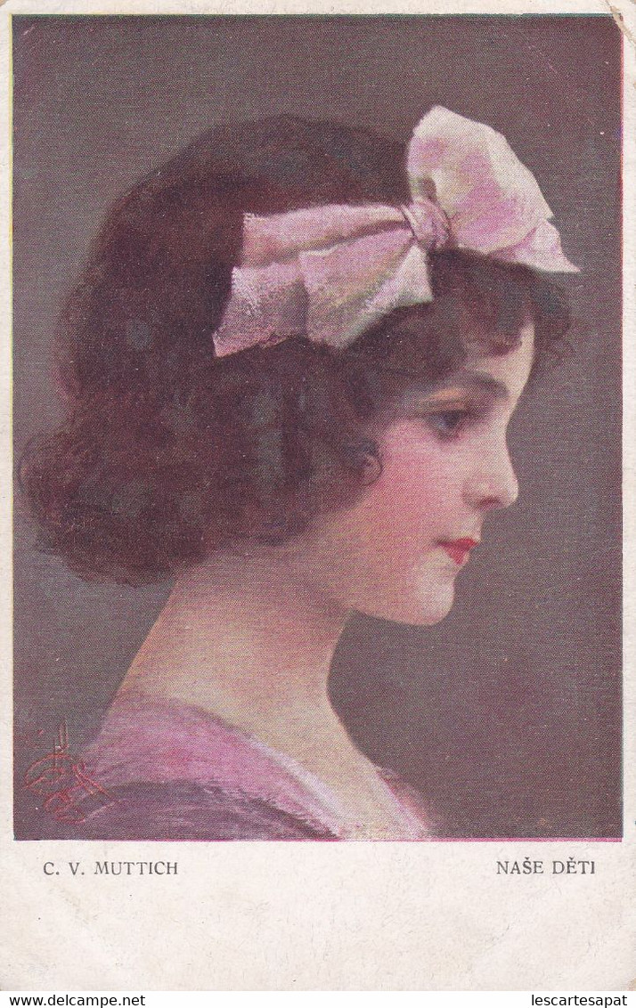 Illustrateur Tchéque C.V MUTICH - Portrait Jeune Fille - Muttich, C.V.