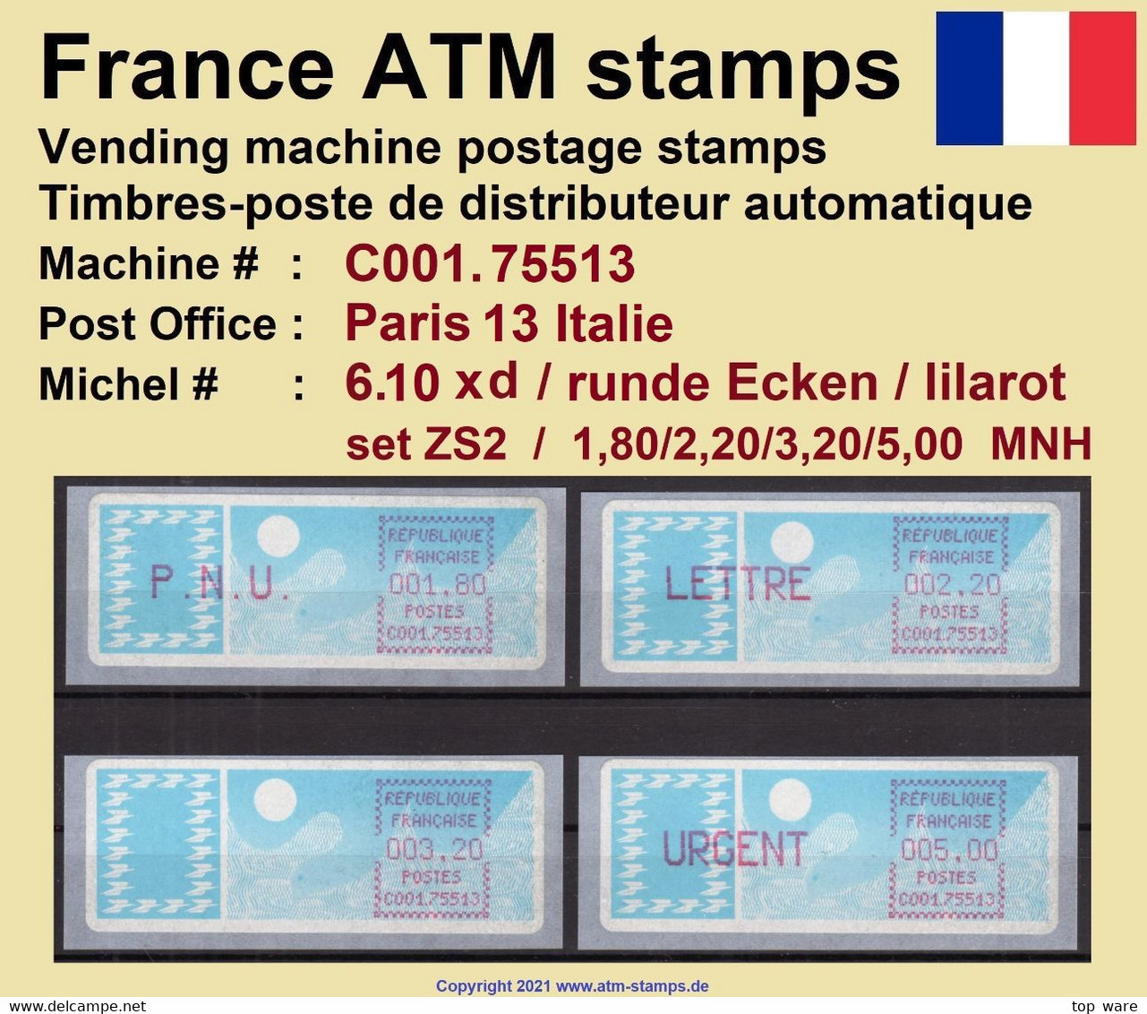 France ATM Stamps C001.75513 Michel 6.10 Xd Series ZS2 Neuf / MNH / Crouzet LSA Distributeurs Automatenmarken Frama Lisa - 1985 Carta « Carrier »