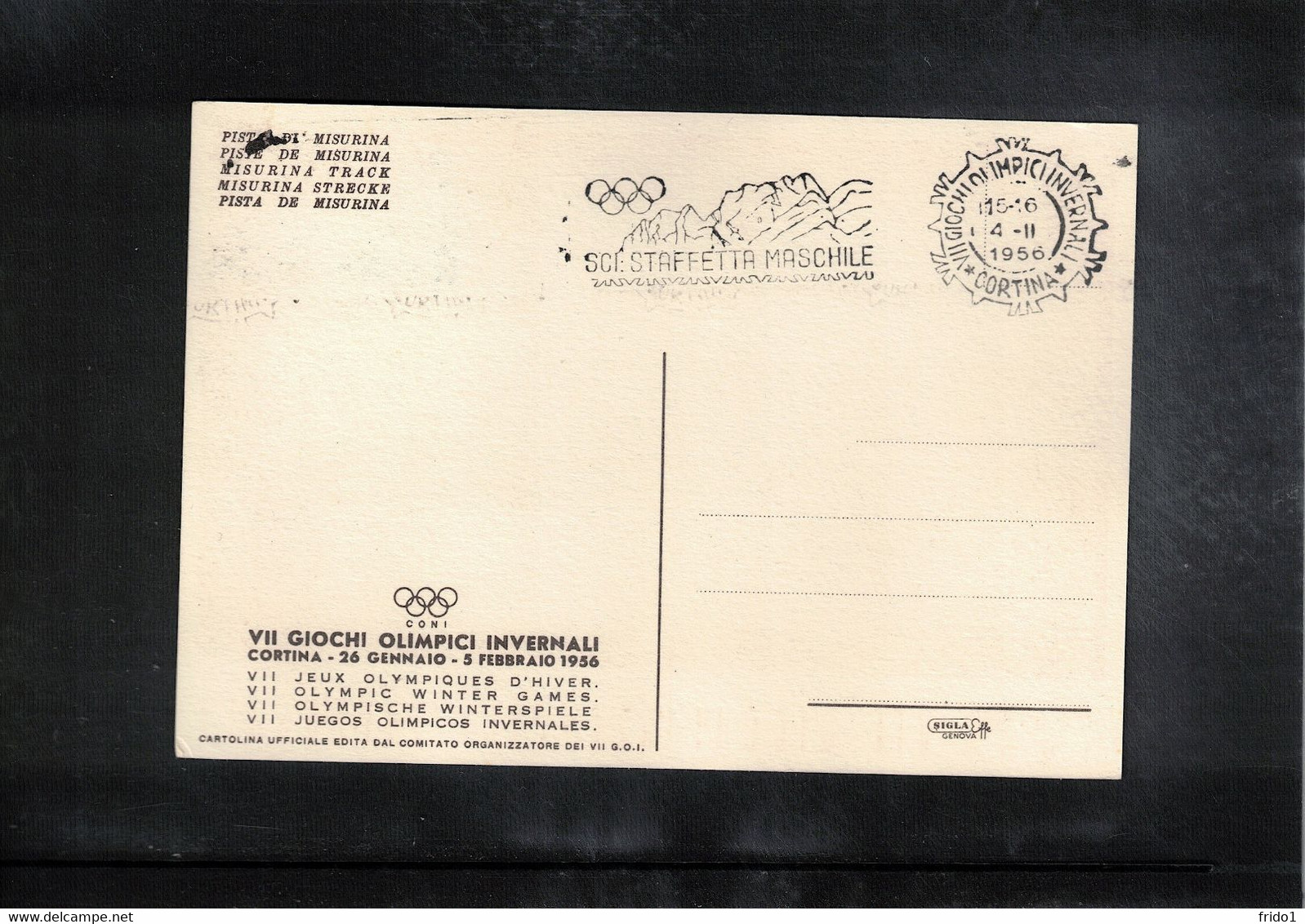 Italy/Italia 1956 Olympic Games Cortina D'Ampezzo MEN'S SKI RELAY Interesting Postcard - Inverno1956: Cortina D'Ampezzo