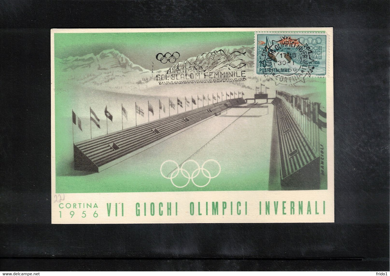 Italy/Italia 1956 Olympic Games Cortina D'Ampezzo WOMEN'S SLALOM Interesting Postcard - Invierno 1956: Cortina D'Ampezzo