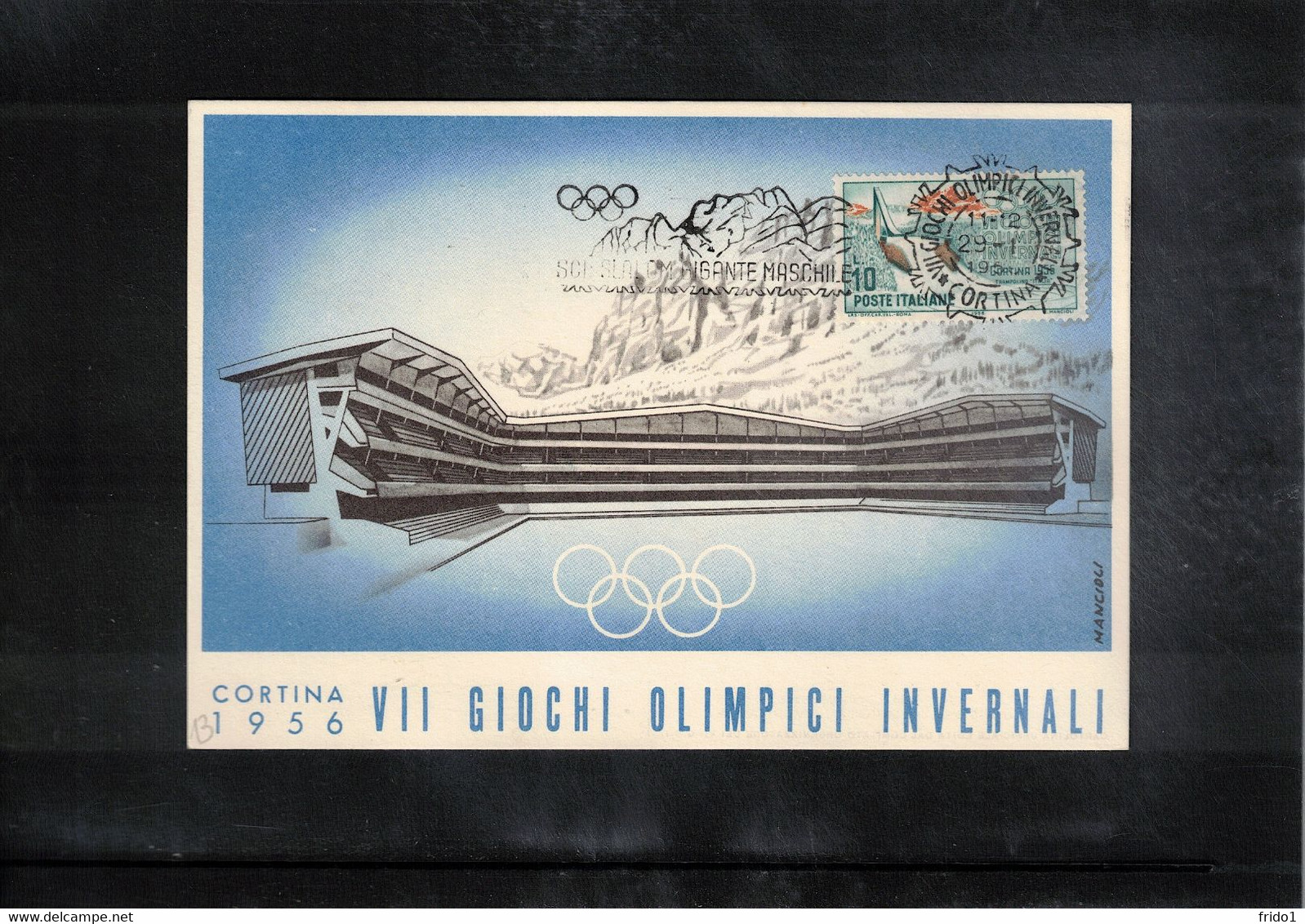 Italy/Italia 1956 Olympic Games Cortina D'Ampezzo MEN'S GIANT SLALOM Interesting Postcard - Hiver 1956: Cortina D'Ampezzo