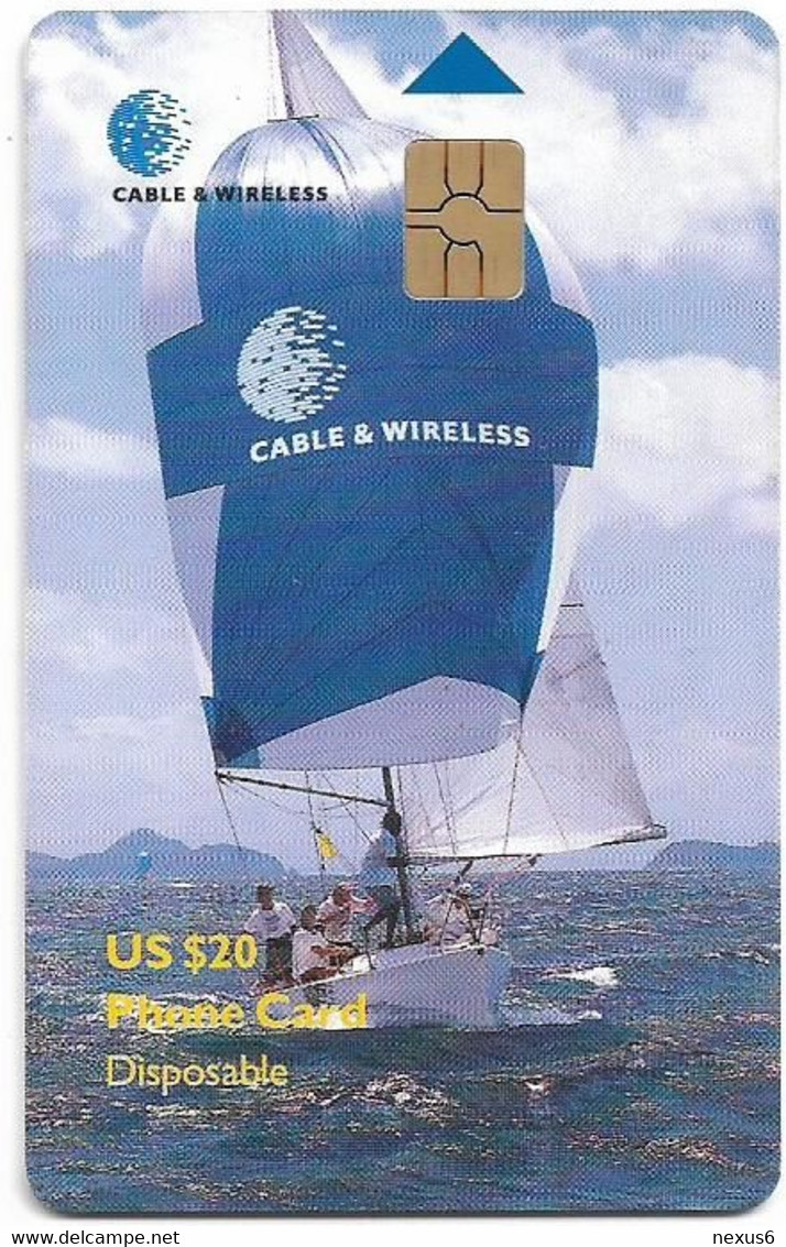 British Virgin Islands - C&W (Chip) - Sailing Ship, Gem5 Red, 1998, 20$, Used - Virgin Islands