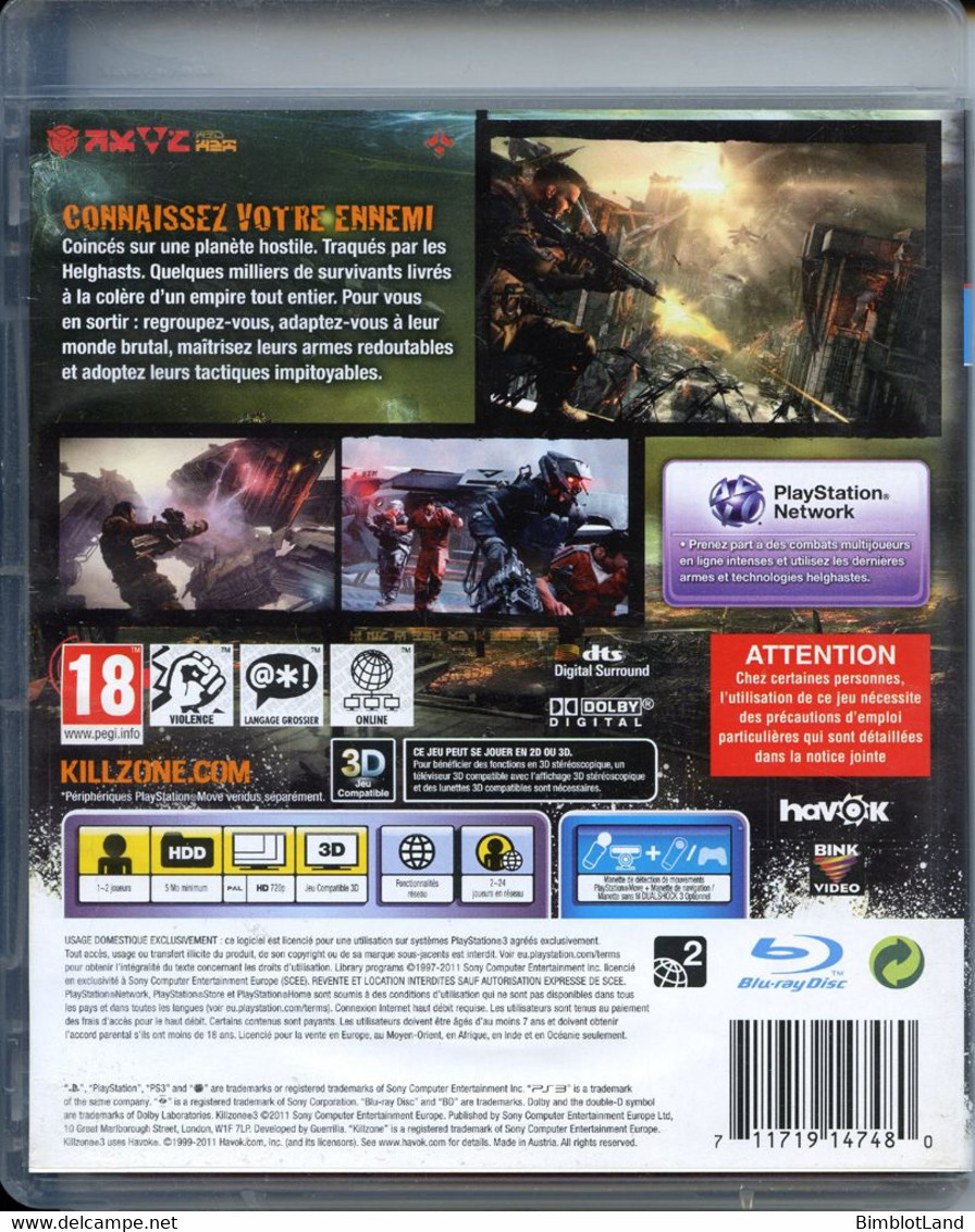 Jeu PS3 PLAYSTATION 3 KILLZONE 3 Move Fonctions - PS3