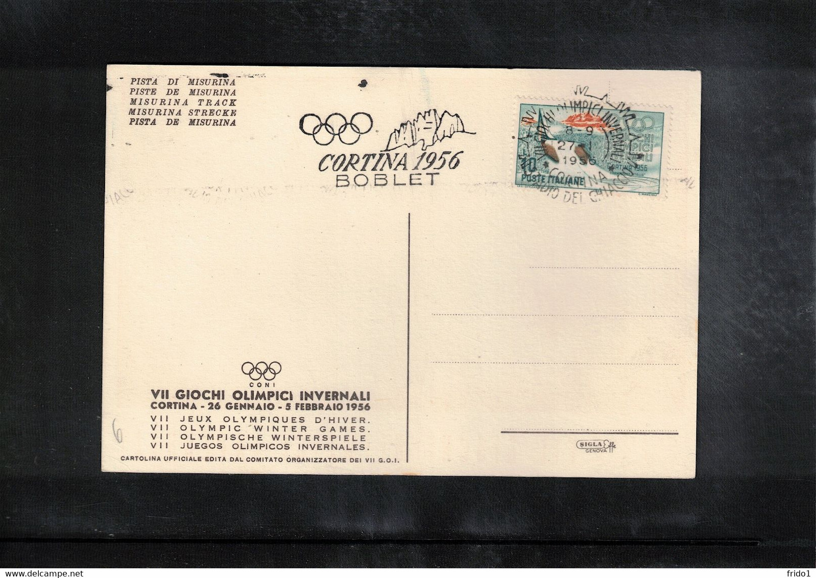 Italy/Italia 1956 Olympic Games Cortina D'Ampezzo BOBLET Interesting Postcard - Winter 1956: Cortina D'Ampezzo