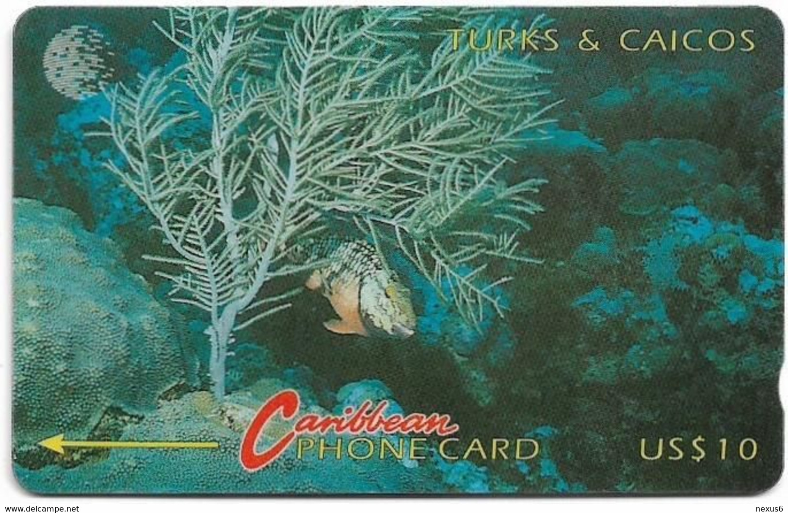 Turks & Caicos - C&W (GPT) - Redband Parrot Fish - 6CTCA - 1994, 10$, 20.000ex, Used - Turcas Y Caicos (Islas)