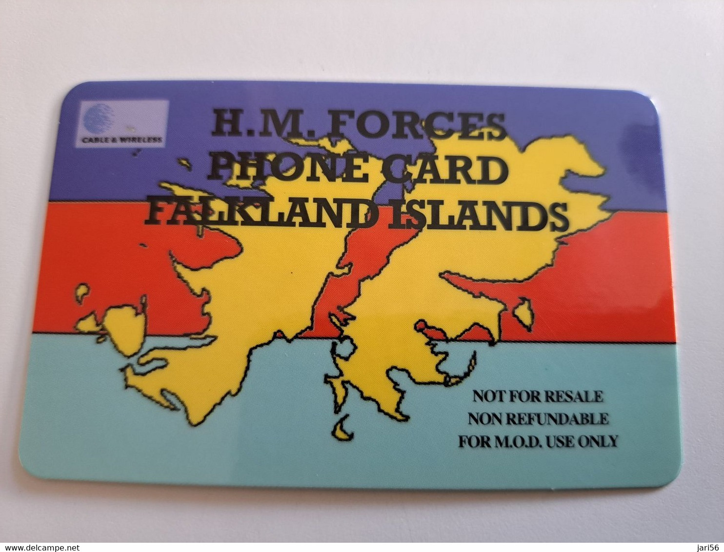 FALKLAND ISLANDS  10 POUNDS  MAP OF ISLANDS  WITH  LOGO C&W   PREPAID   **9690** - Islas Malvinas