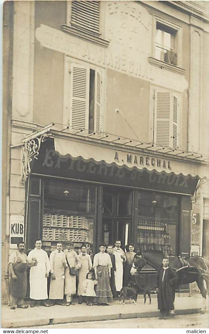 Thèmes Div.-ref-LL58-commerce -carte Photo -devanture Magasin Boucherie A Marechal -bouchers -photo Chavance Paris- - Magasins