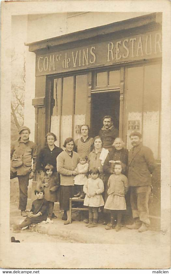 Thèmes Div.-ref-LL49-commerce -carte Photo Non Située  -devanture Café Commerce De Vins - Restaurant - - Cafés