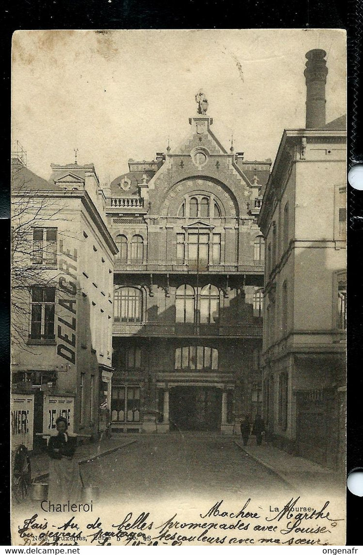 Carte-vue  (Charleroi : La Bourse) Obl. CHARLEROI ( STATION ) 11/10/1902 Taxé  à BUISMES  ( NAMUR) - Otros & Sin Clasificación