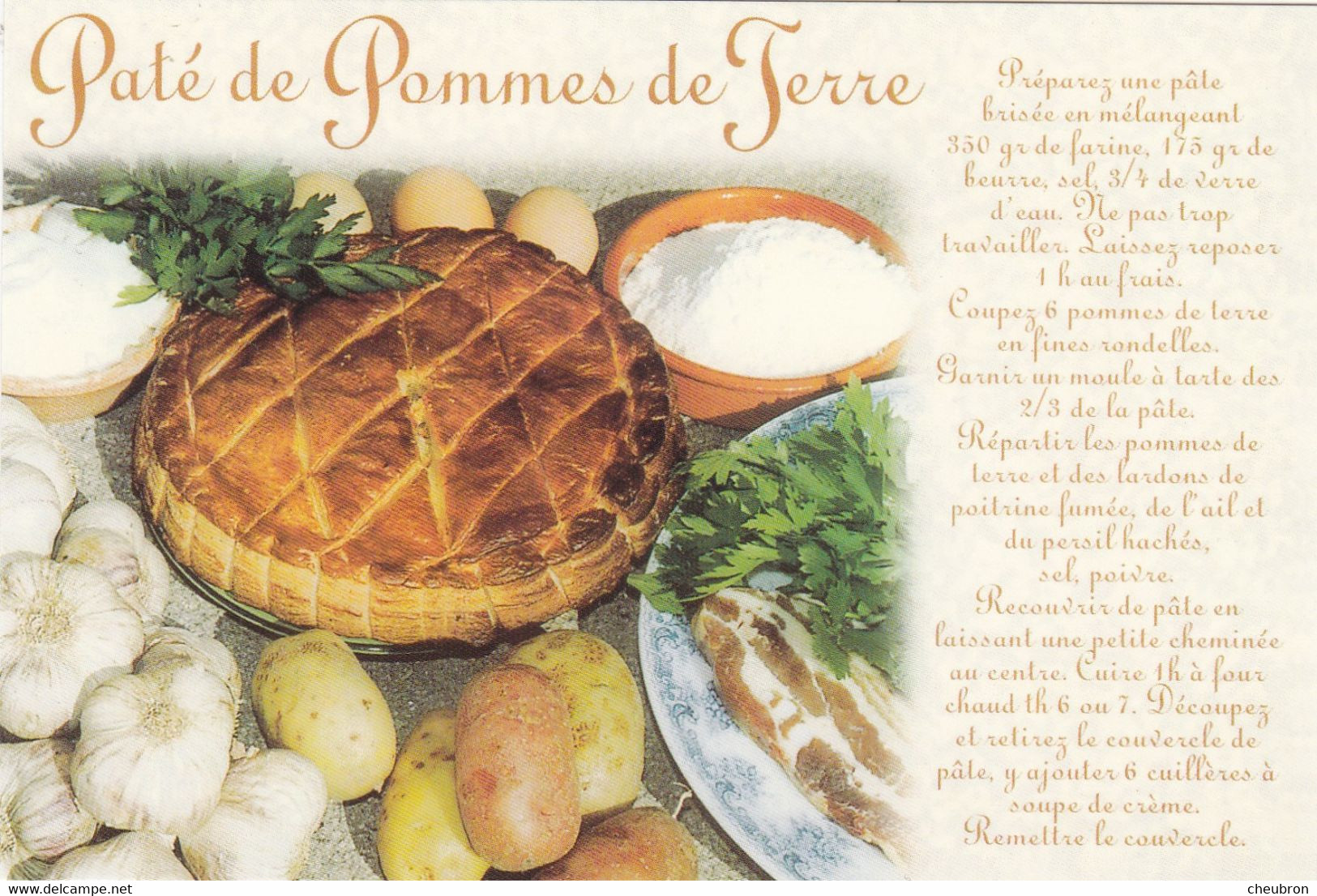 RECETTES DE CUISINE.." PATE DE POMMES DE TERRE ". SERIE RECETTES DE NOS REGIONS - Recettes (cuisine)