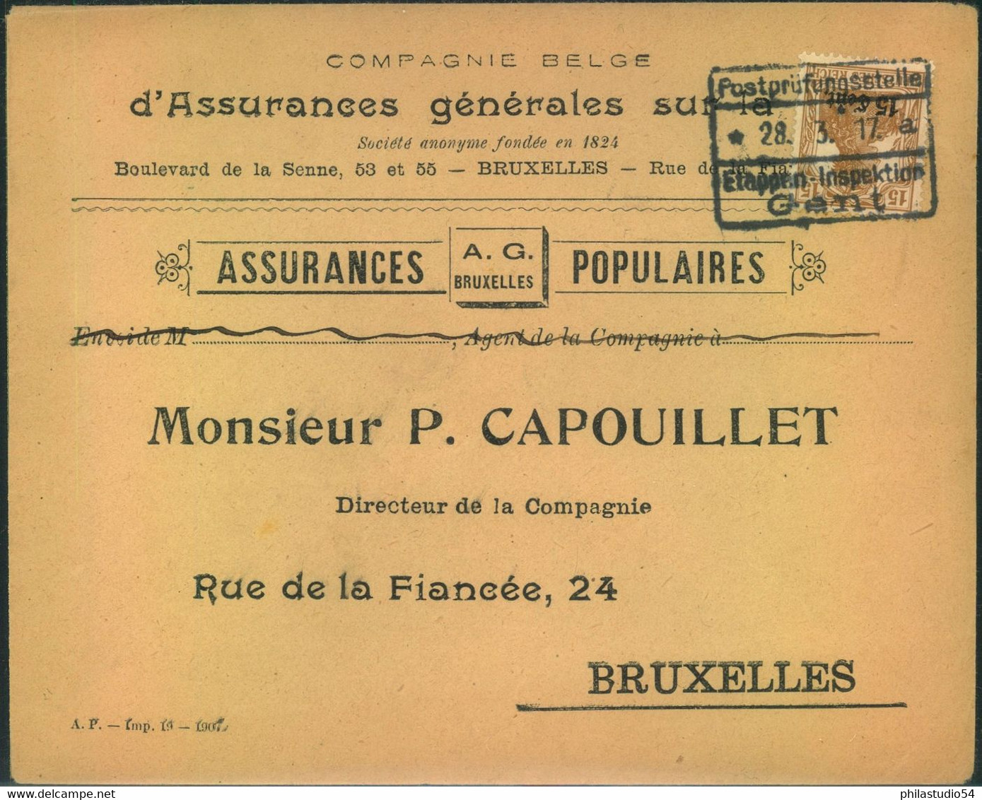 1917, Geschäftsbrief In BRÜSSEL / BRUXELLES - Andere & Zonder Classificatie