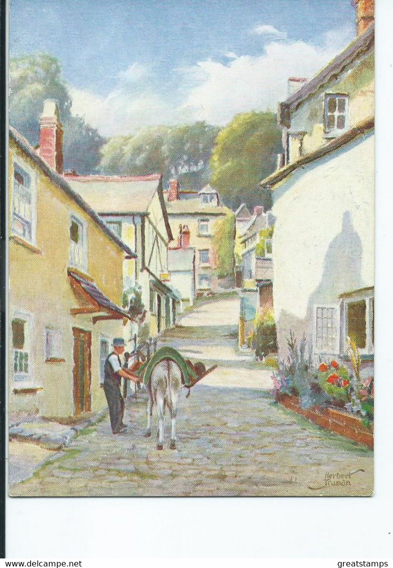 Devon Postcard   Clovelly Artist Signed Larger Format Sweetman Herbert Truman Unused - Clovelly