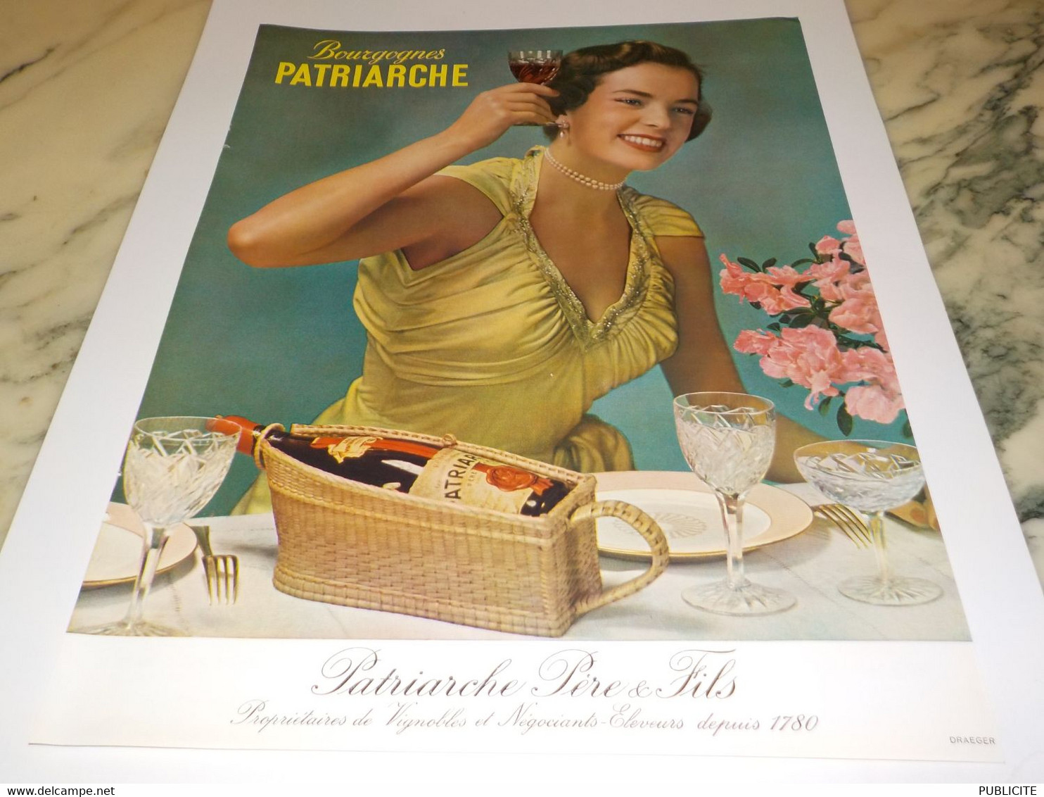 ANCIENNE PUBLICITE  LES  BOURGOGNES PATRIARCHE  1954 - Alcools