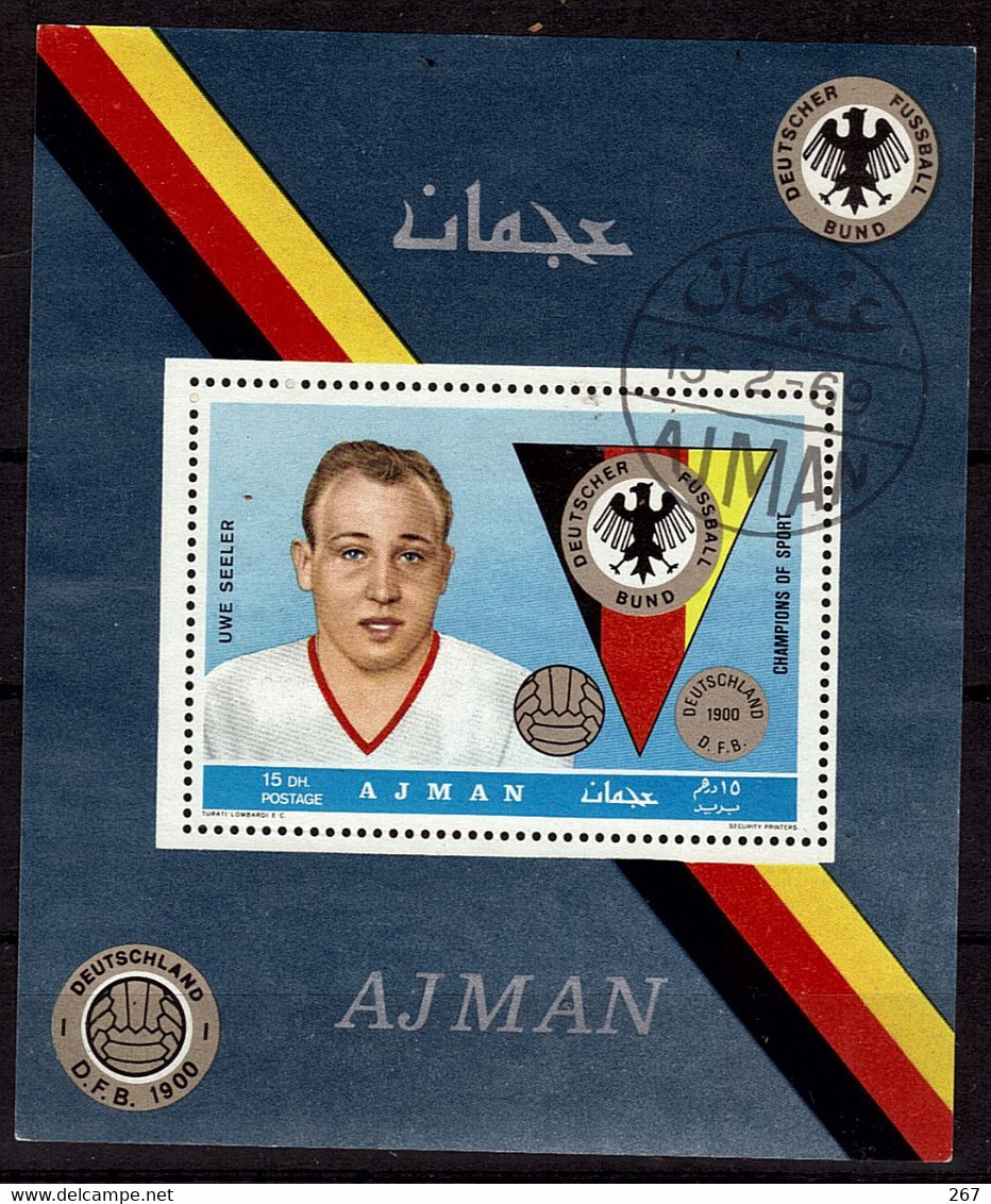 AJMAN     Epreuve De Luxe ( Seeler ) Oblitéré     Football  Soccer Fussball - Used Stamps