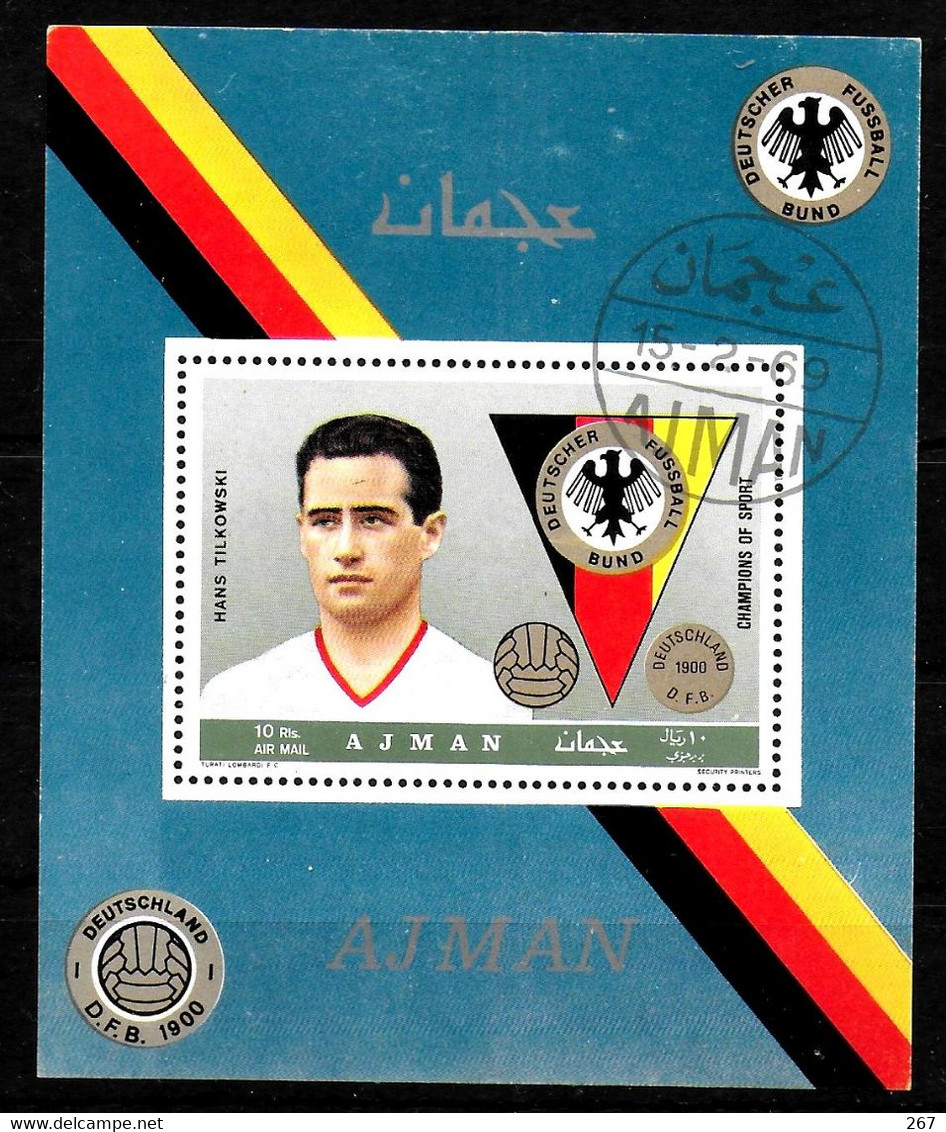 AJMAN     Epreuve De Luxe ( Tilkowski ) Oblitéré     Football  Soccer Fussball - Used Stamps