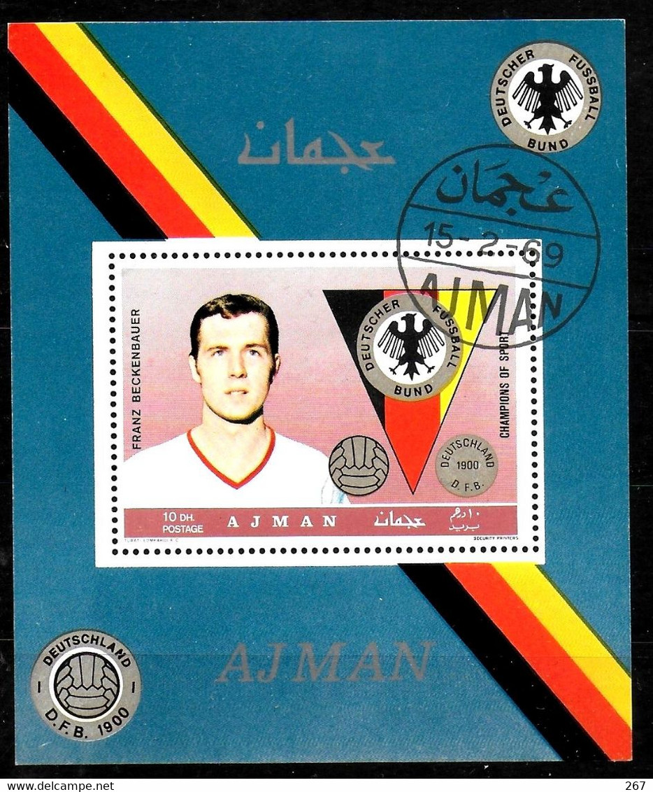 AJMAN     Epreuve De Luxe ( Beckenbauer ) Oblitéré     Football  Soccer Fussball - Used Stamps