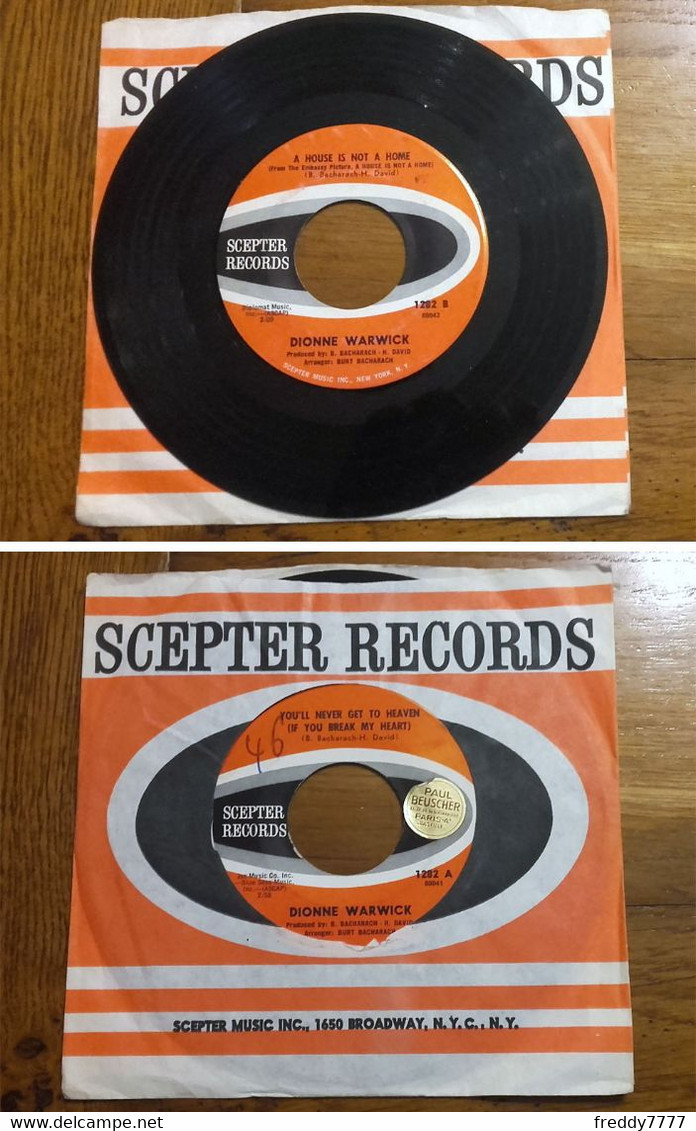 RARE U.S SP 45t RPM (7") DIONNE WARWICK (1964) - Soul - R&B