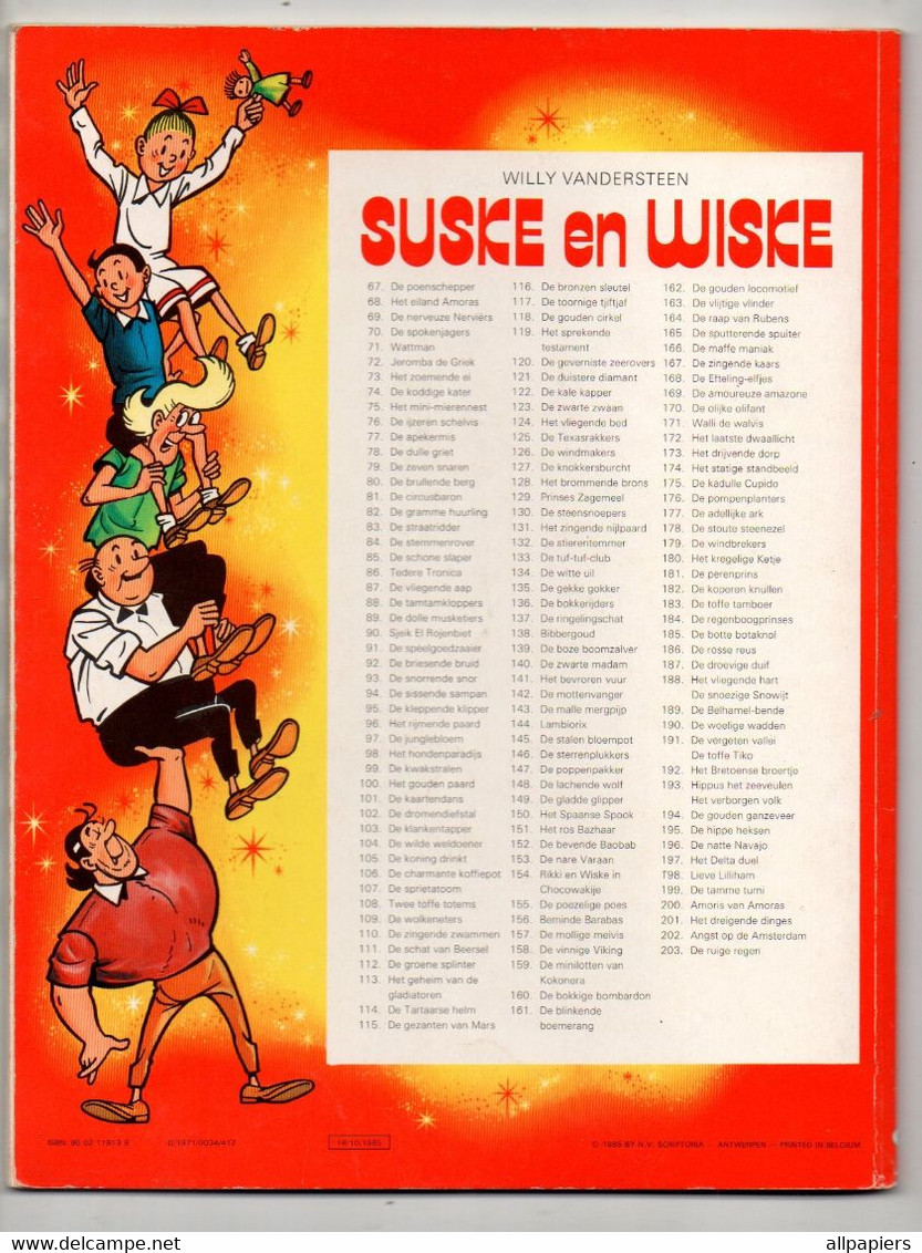 Suske En Wiske N°96 Het Rijmende Paard Par Vandersteen - Standaard Uitgeverij De 1985 - D/1971/0034/412 - 18/10/1985 - Suske & Wiske