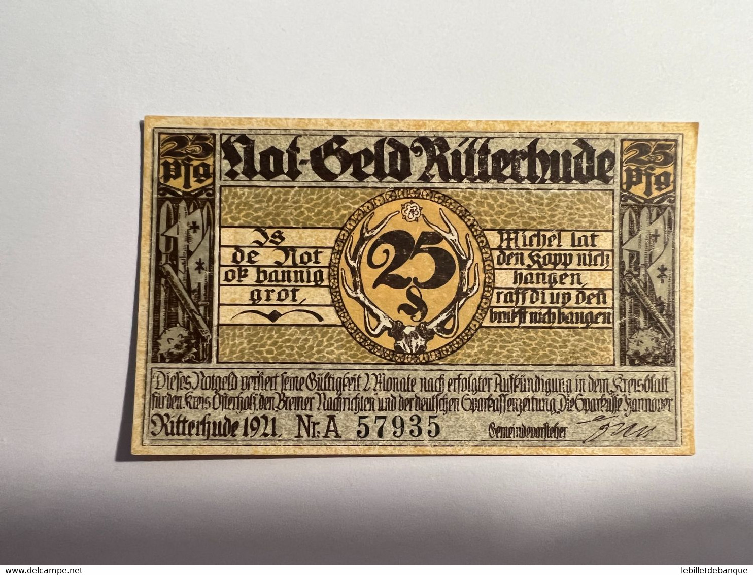 Allemagne Notgeld Ritterhude 25 Pfennig - Collections