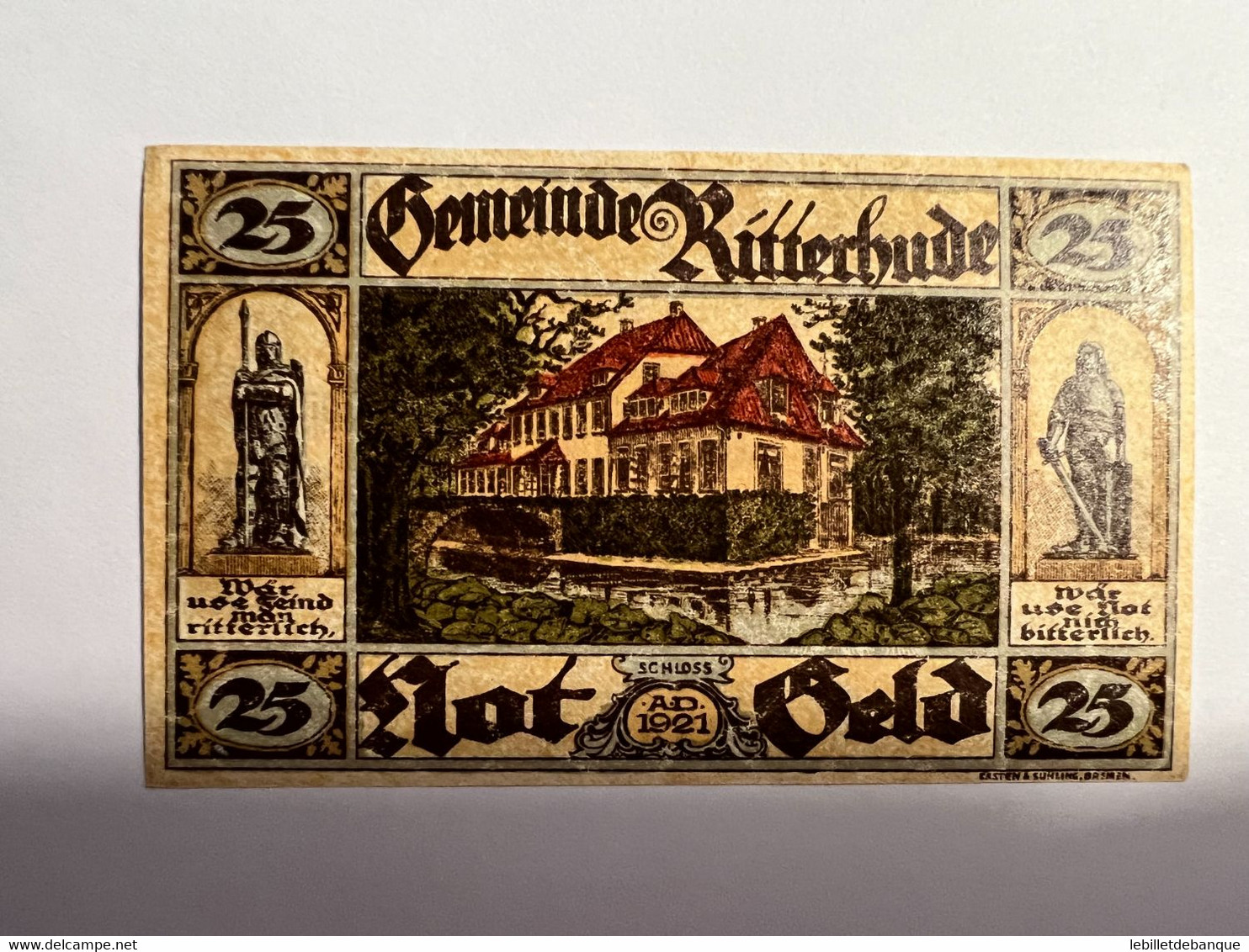 Allemagne Notgeld Ritterhude 25 Pfennig - Sammlungen