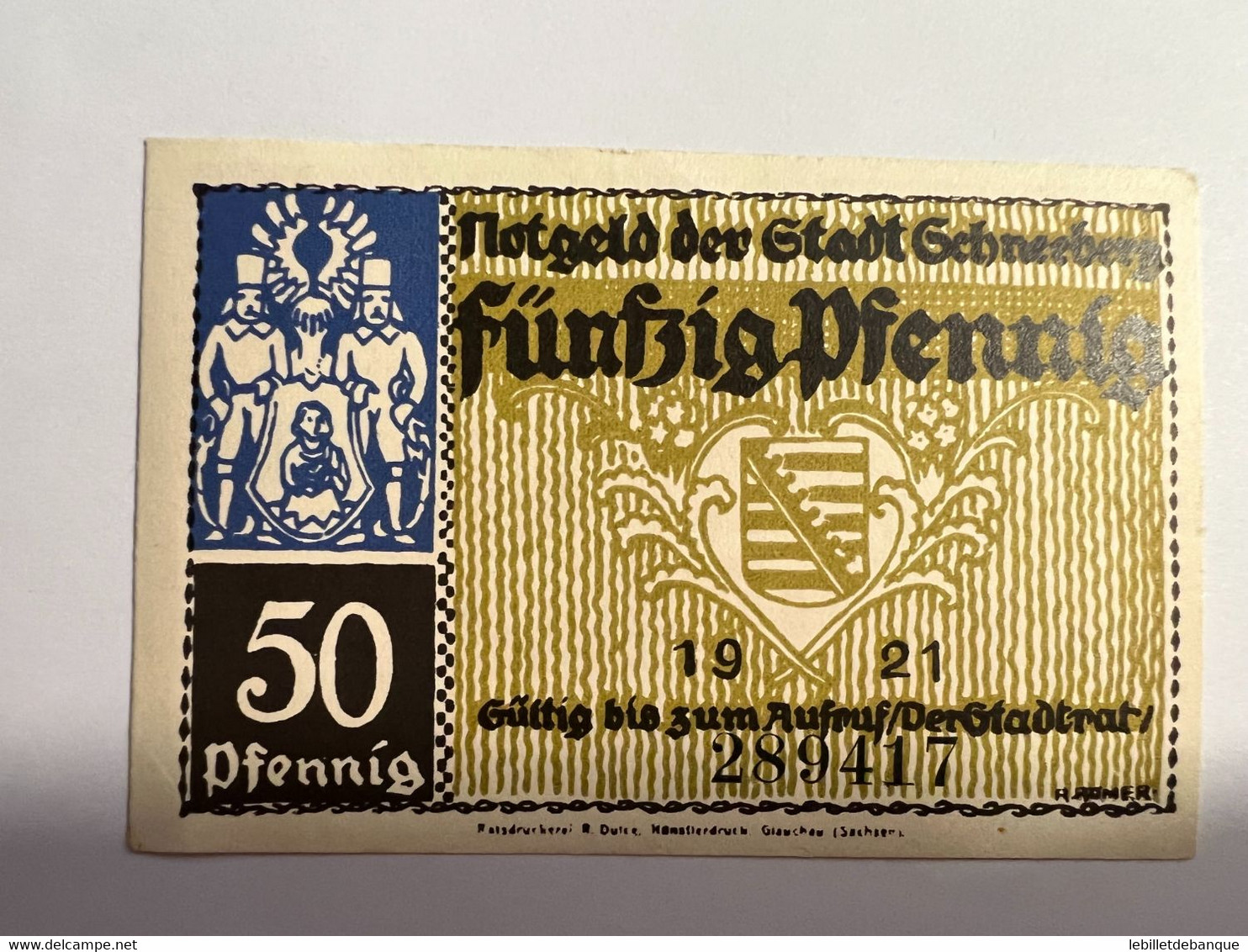 Allemagne Notgeld Schneeberg 50 Pfennig - Sammlungen