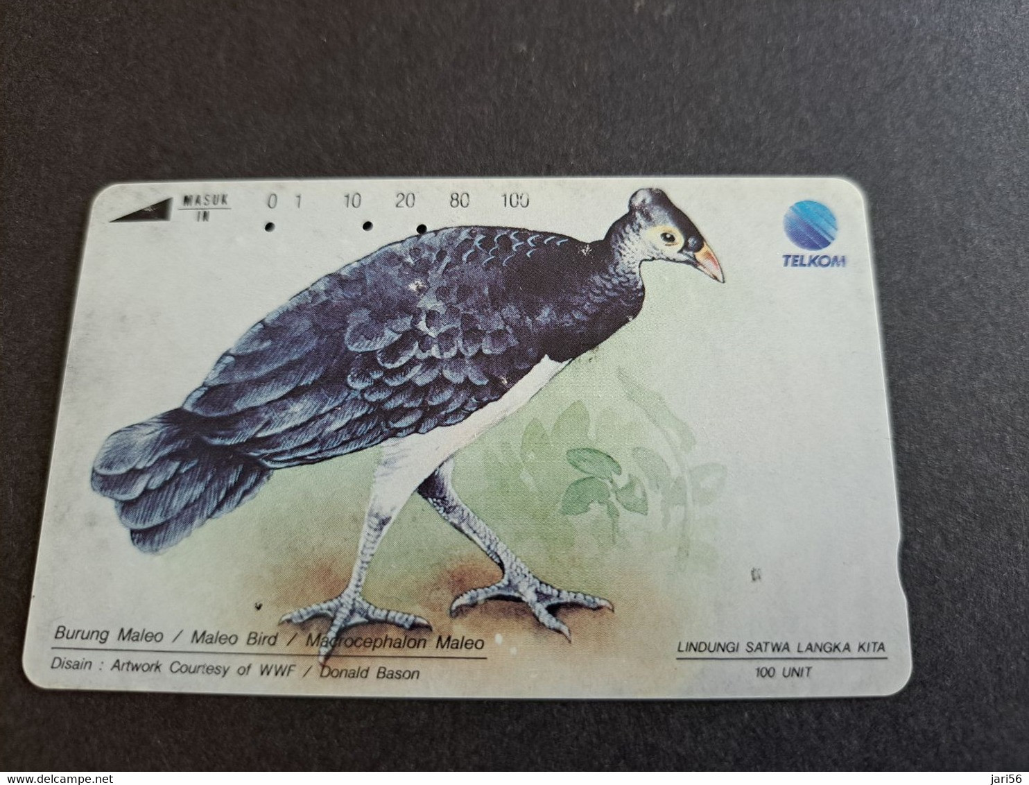 INDONESIA MAGNETIC/TAMURA  100 UNITS /  UNITS  MALEO BIRD   MAGNETIC   CARD    **9769** - Indonesië