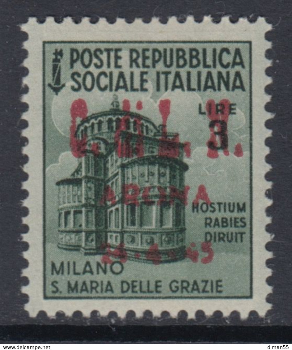 ITALIA - C.L.N. ARONA N.23 Cat.4400€ Firmato Raybaudi (Soprastampa Carminio) - GOMMA INTEGRA - MNH** - Comitato Di Liberazione Nazionale (CLN)